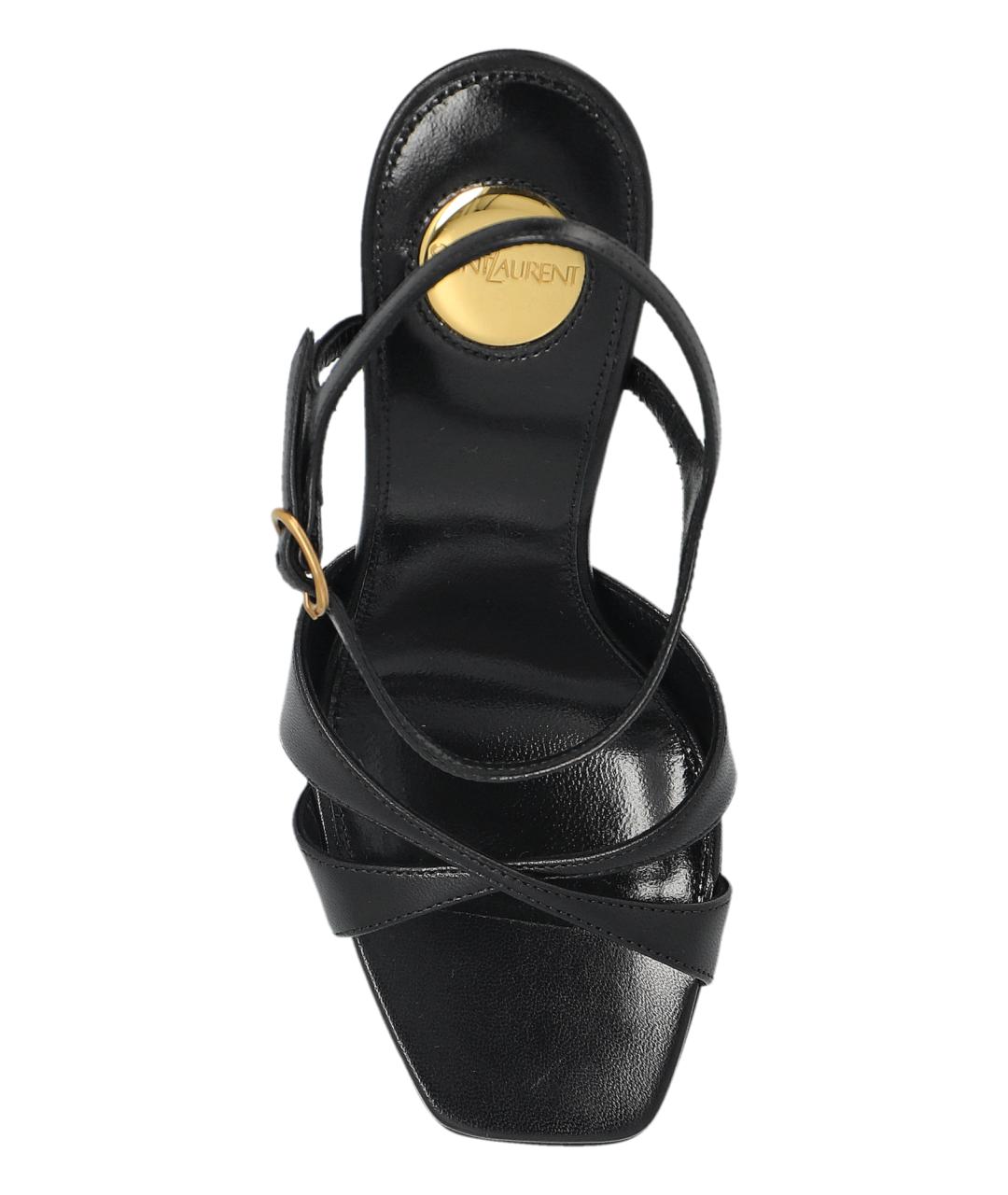 SAINT LAURENT Черные кожаные босоножки, фото 4