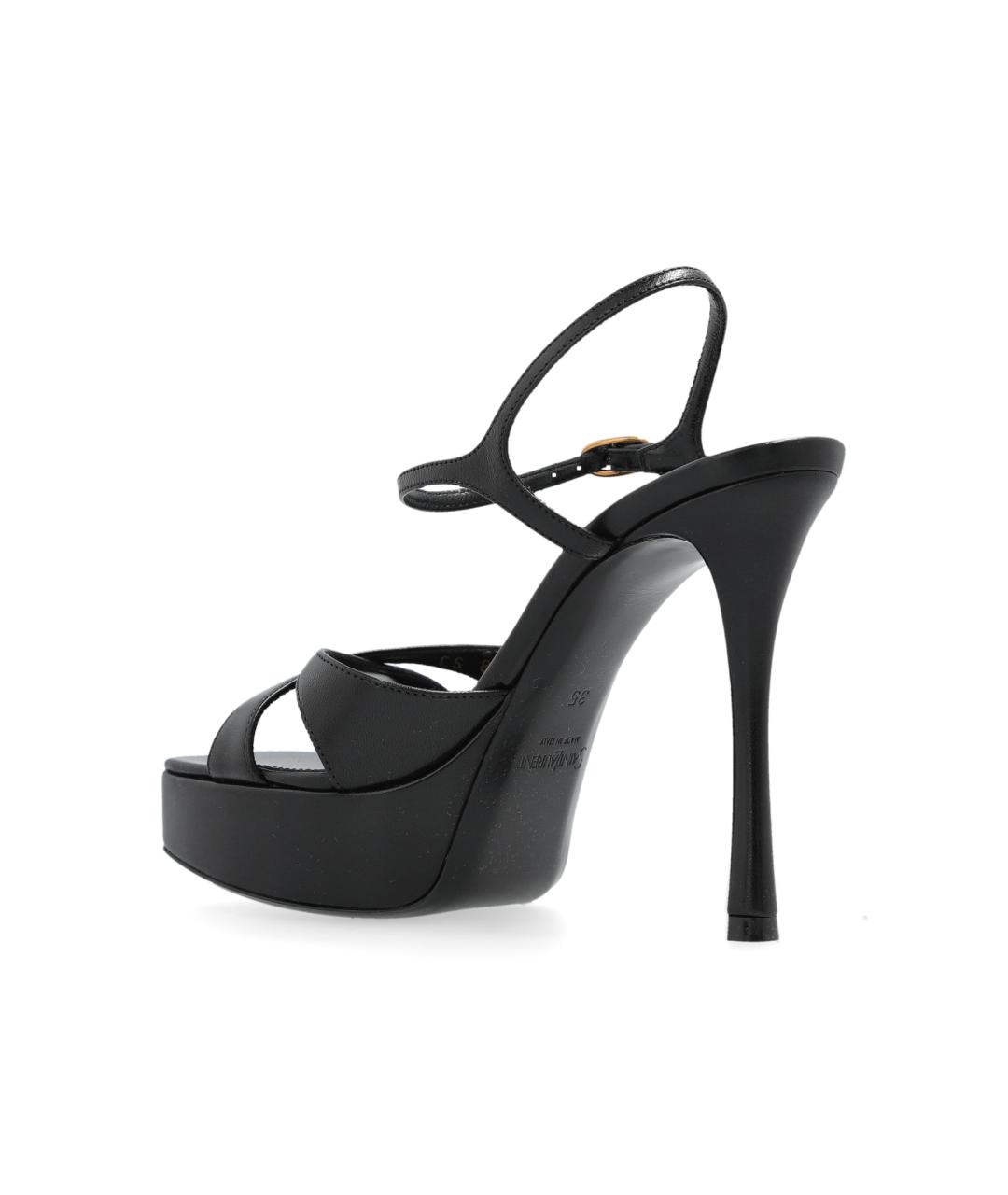 SAINT LAURENT Черные кожаные босоножки, фото 3