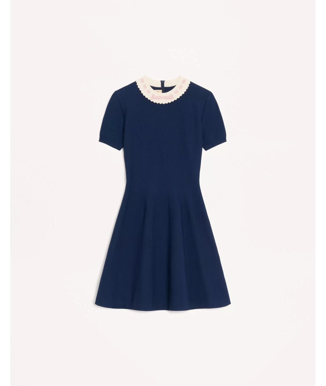 VALENTINO Темно-синее вискозное повседневное платье, фото 4