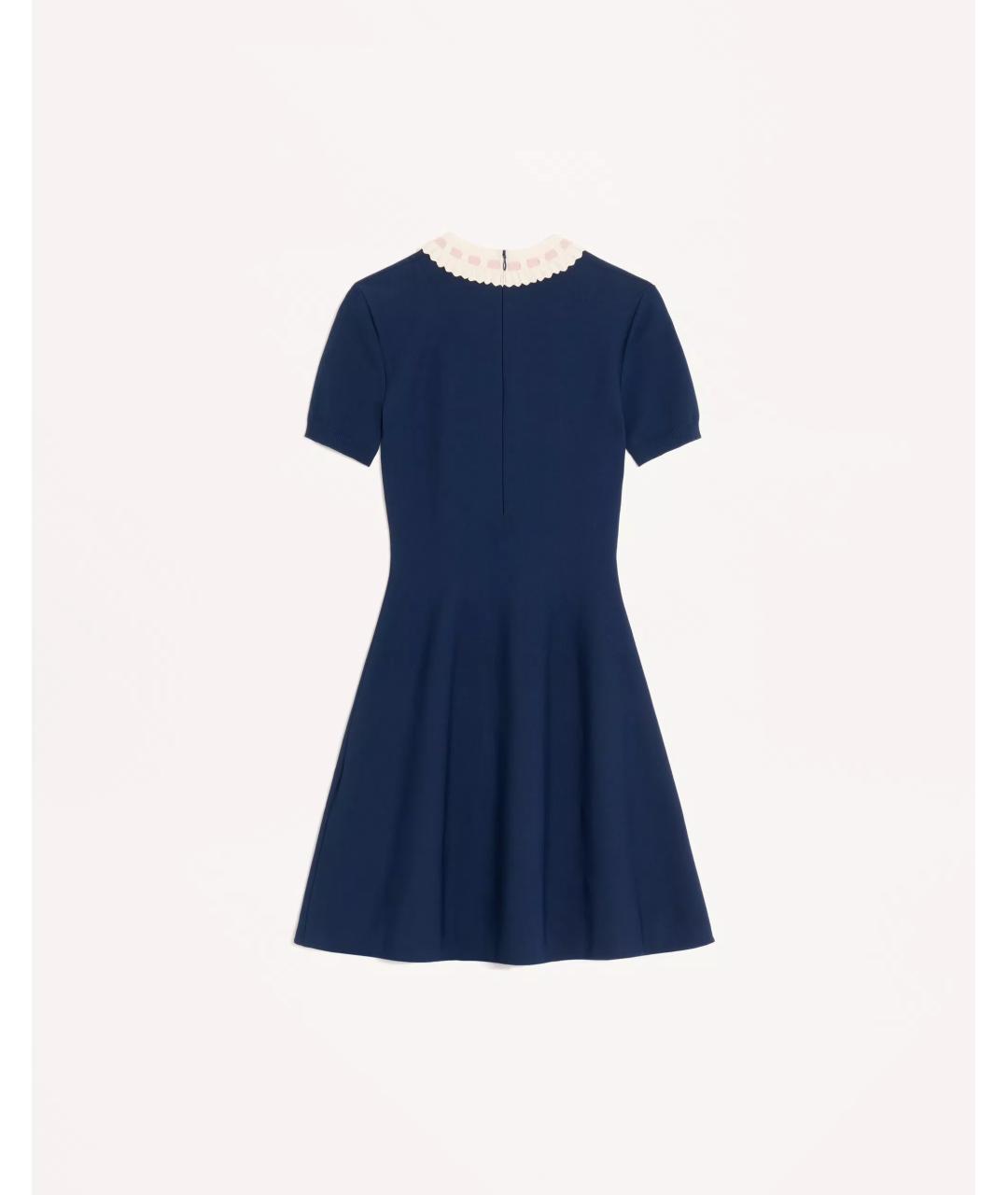 VALENTINO Темно-синее вискозное повседневное платье, фото 2