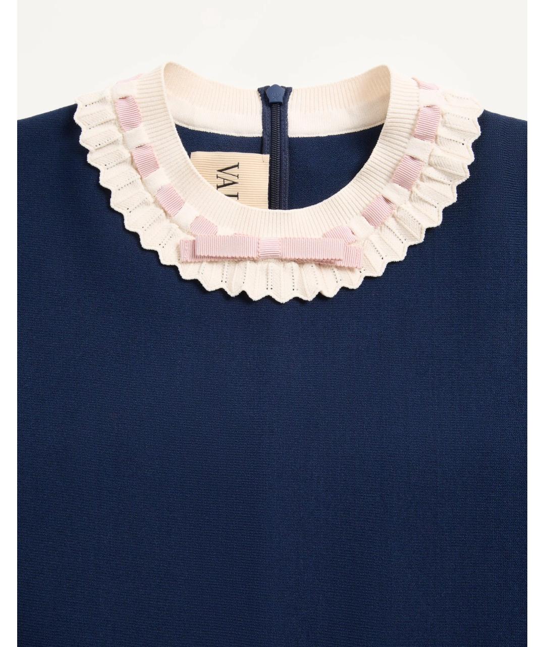 VALENTINO Темно-синее вискозное повседневное платье, фото 3