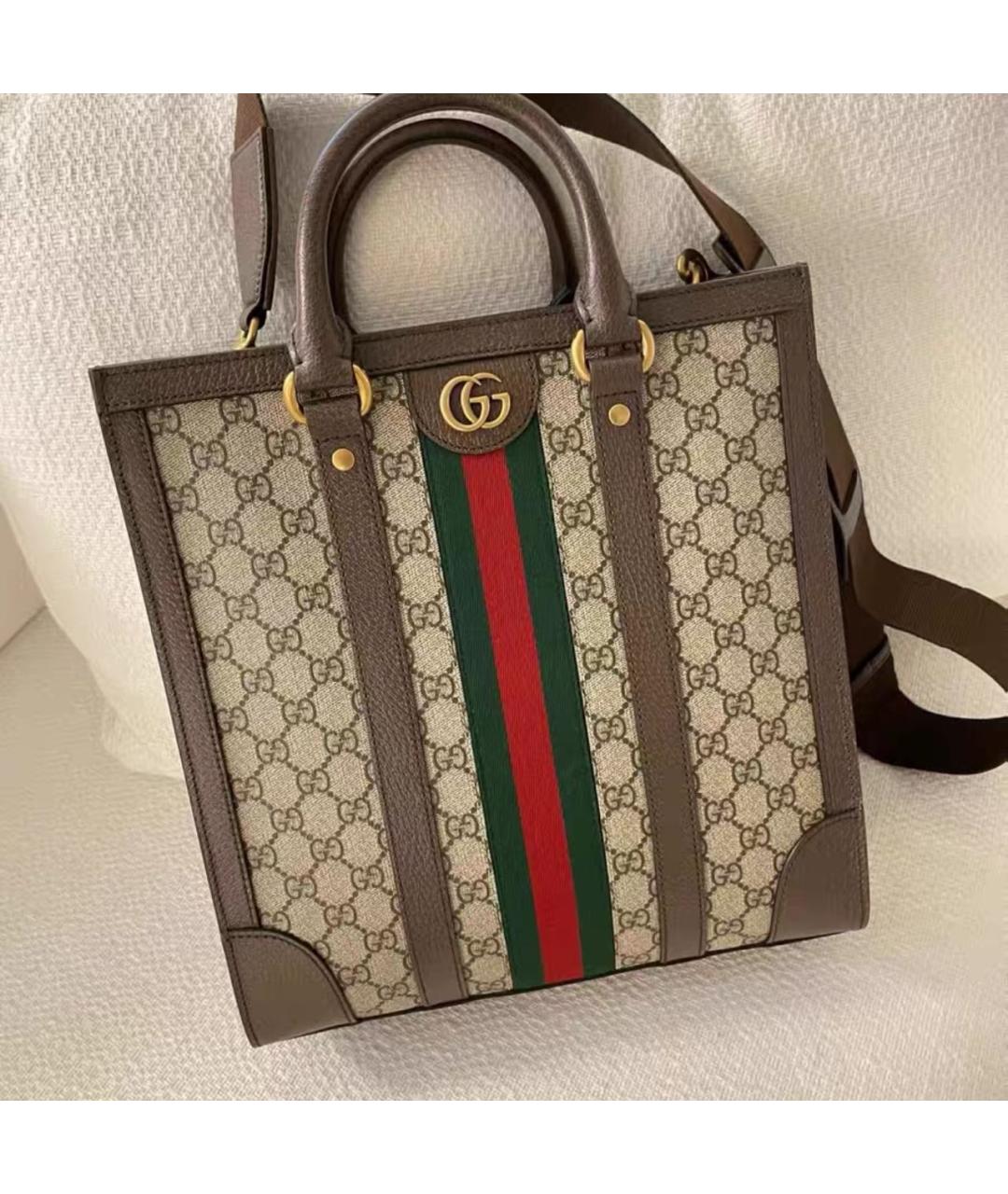 GUCCI Коричневая кожаная сумка тоут, фото 2