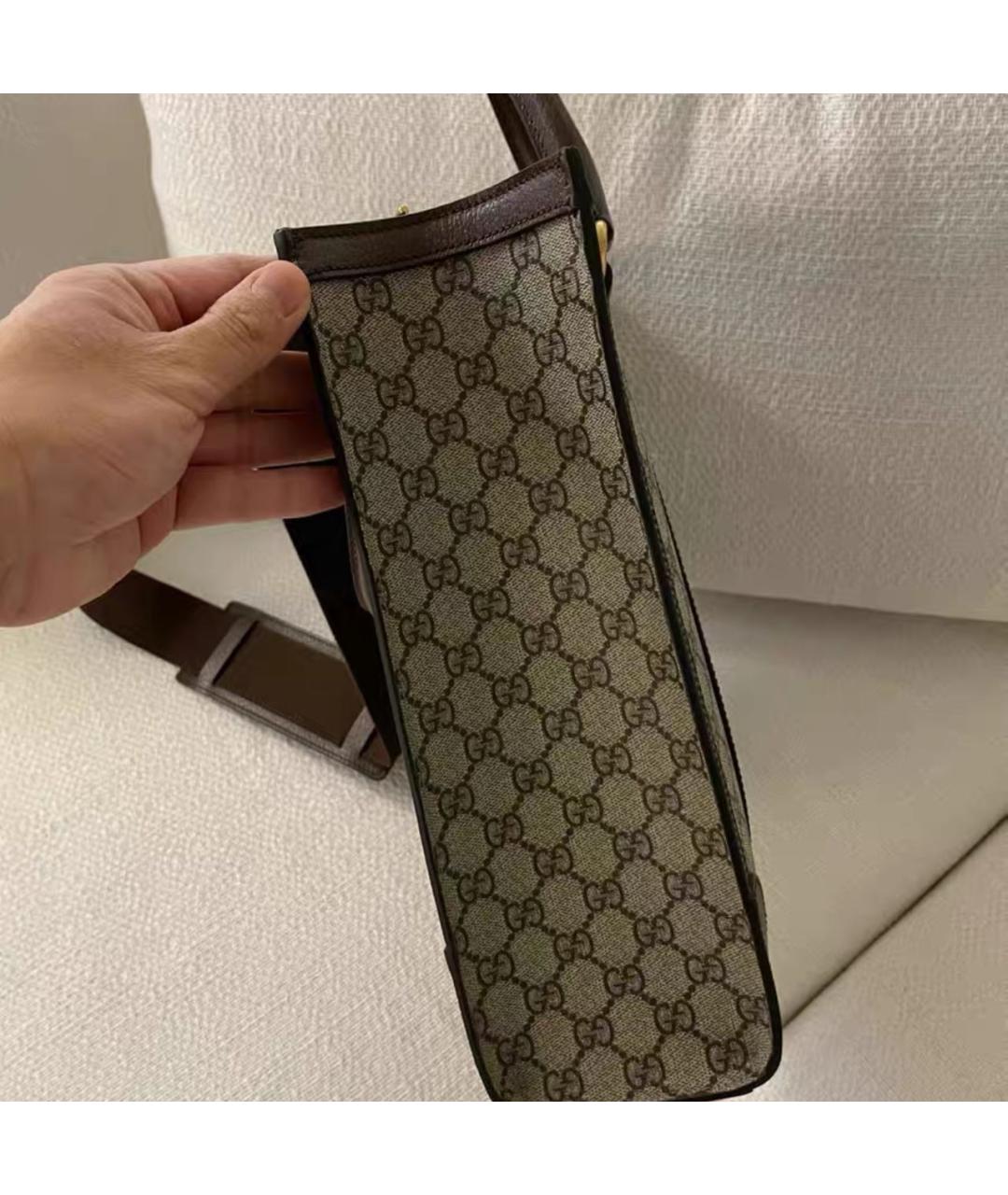 GUCCI Коричневая кожаная сумка тоут, фото 5