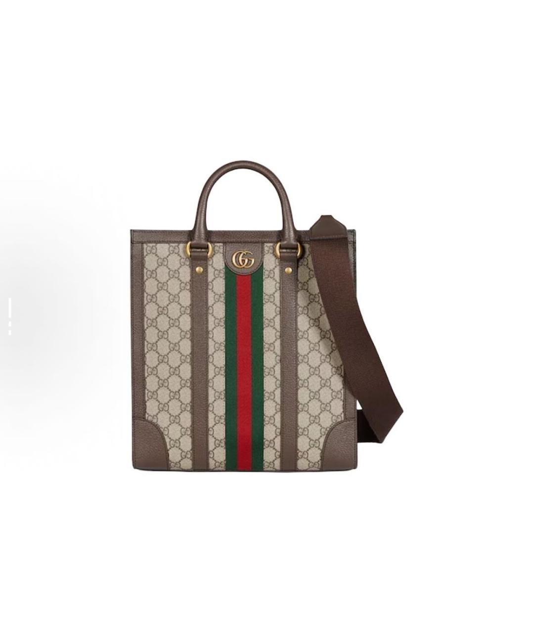 GUCCI Коричневая кожаная сумка тоут, фото 7