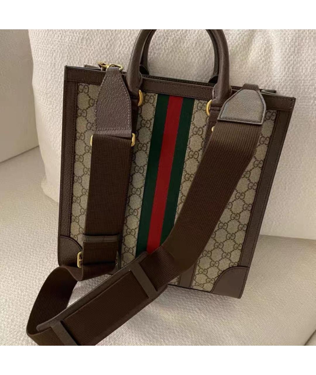 GUCCI Коричневая кожаная сумка тоут, фото 3