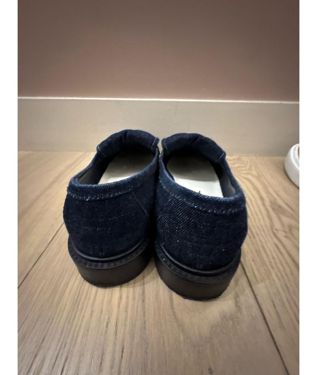 CHANEL Темно-синие текстильные лоферы, фото 4