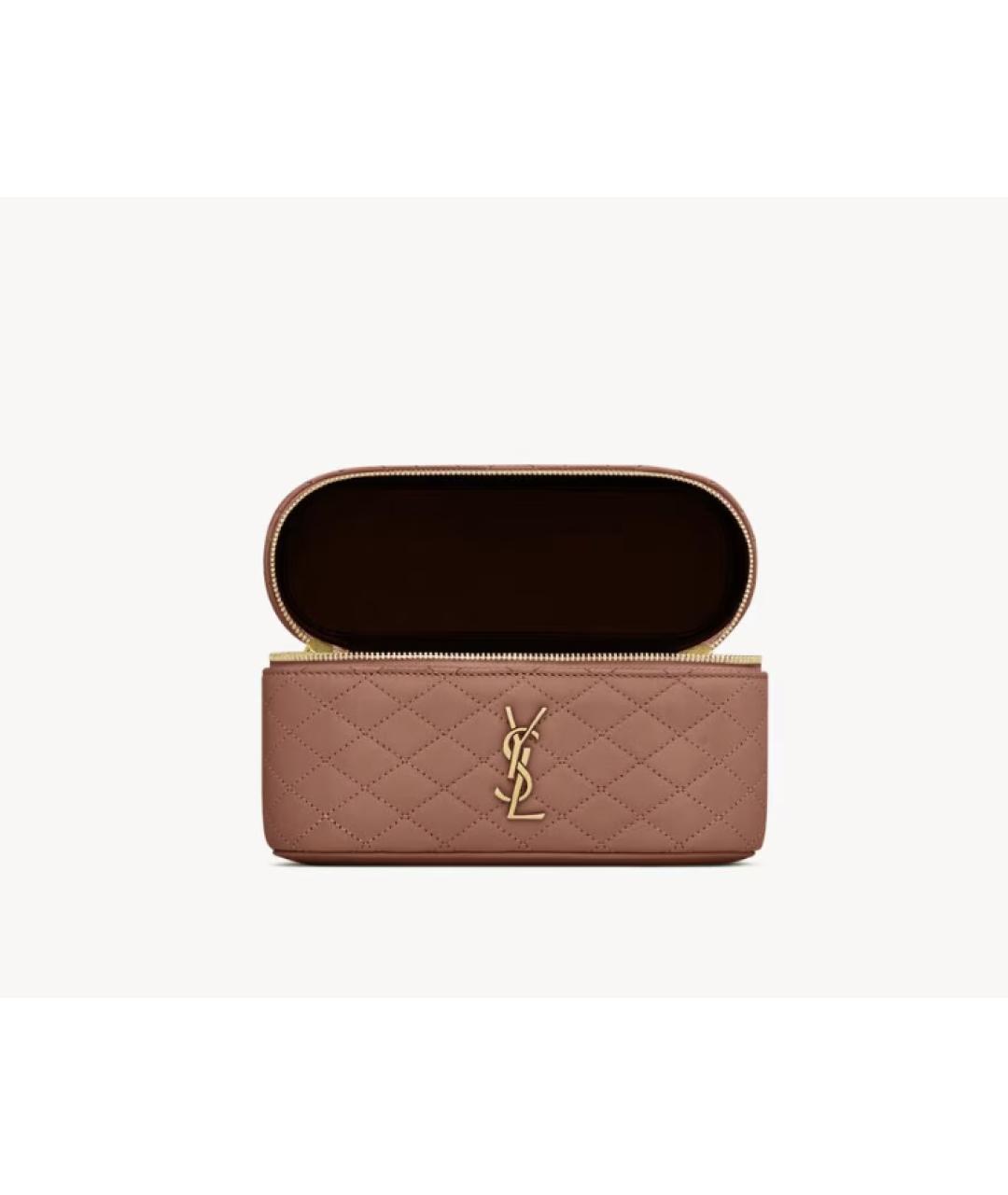 SAINT LAURENT Розовая кожаная сумка с короткими ручками, фото 4