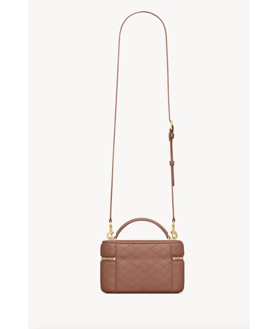 SAINT LAURENT Розовая кожаная сумка с короткими ручками, фото 6