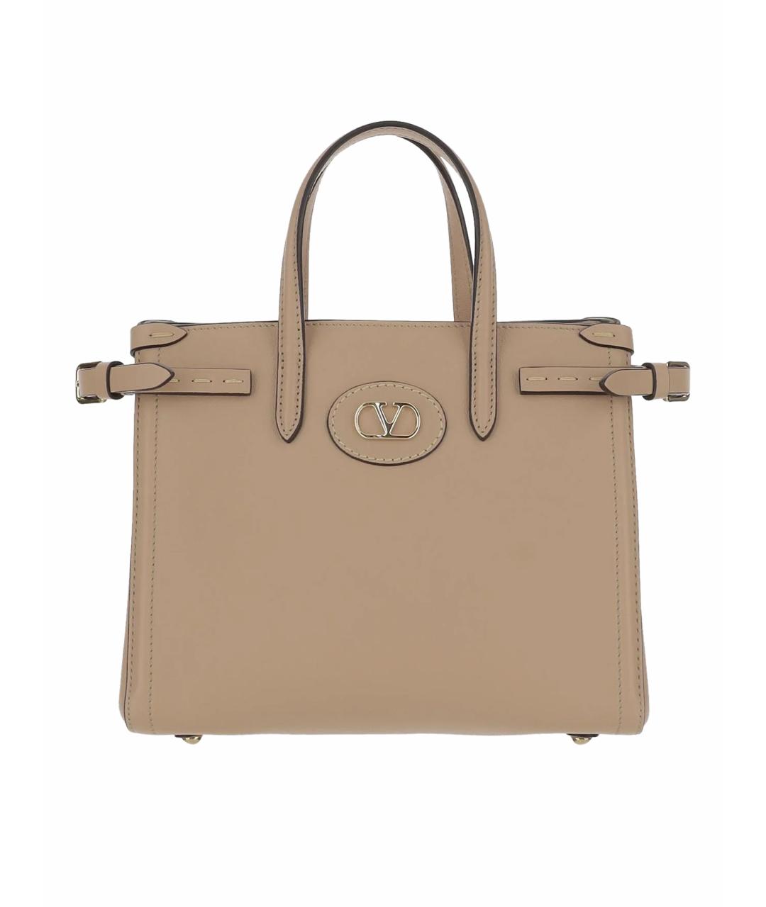 VALENTINO Бежевая кожаная сумка с короткими ручками, фото 1