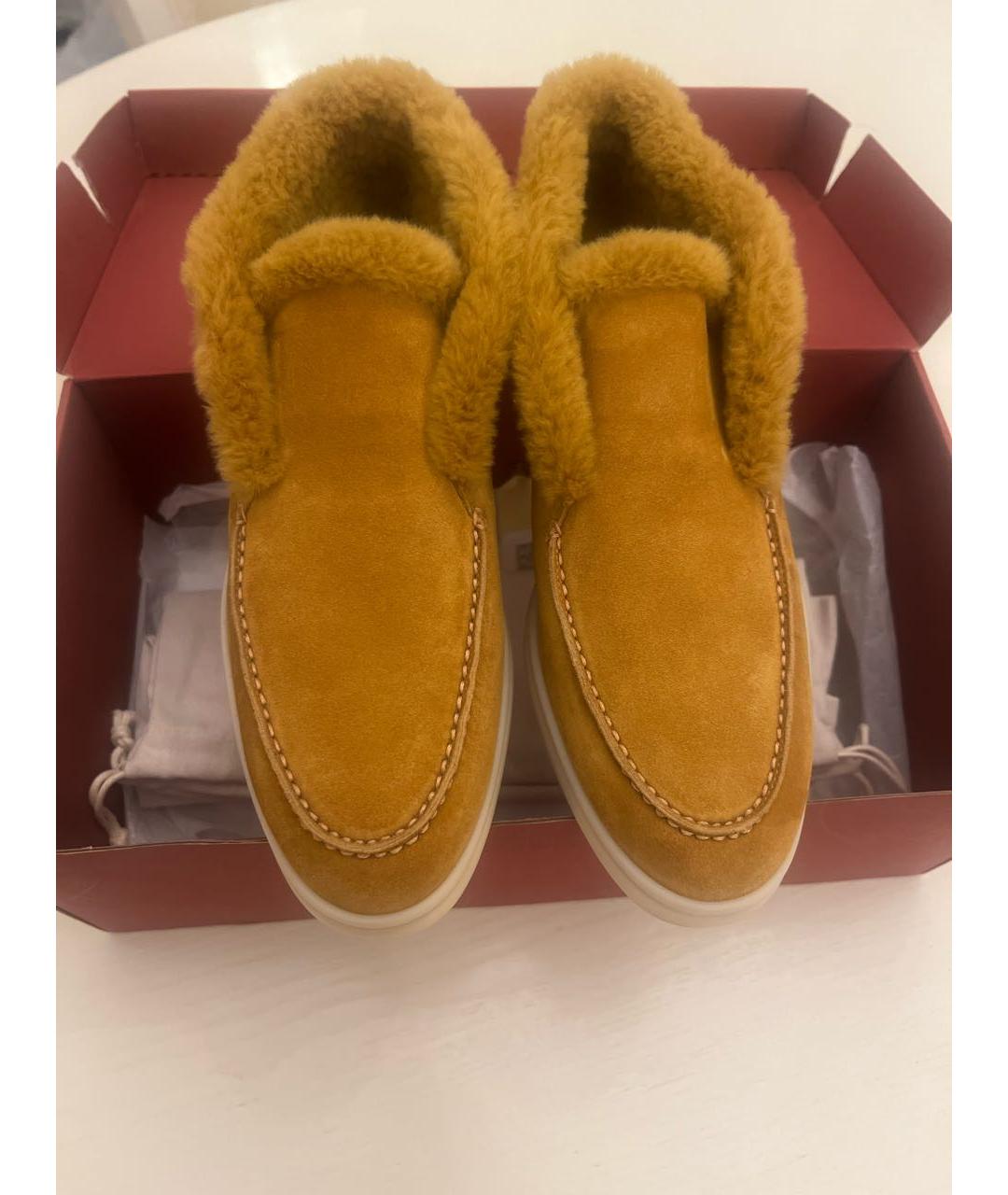 LORO PIANA Горчичные замшевые лоферы, фото 6