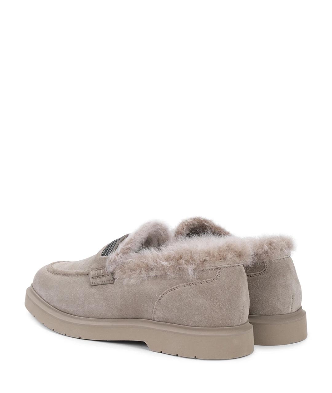 BRUNELLO CUCINELLI Бежевые замшевые лоферы, фото 4