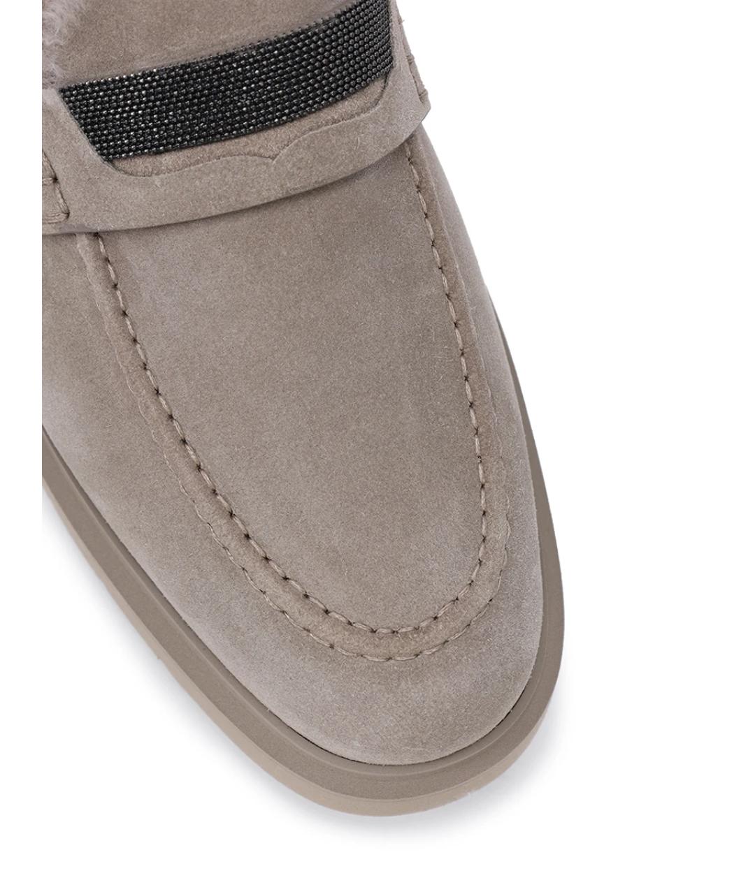 BRUNELLO CUCINELLI Бежевые замшевые лоферы, фото 5