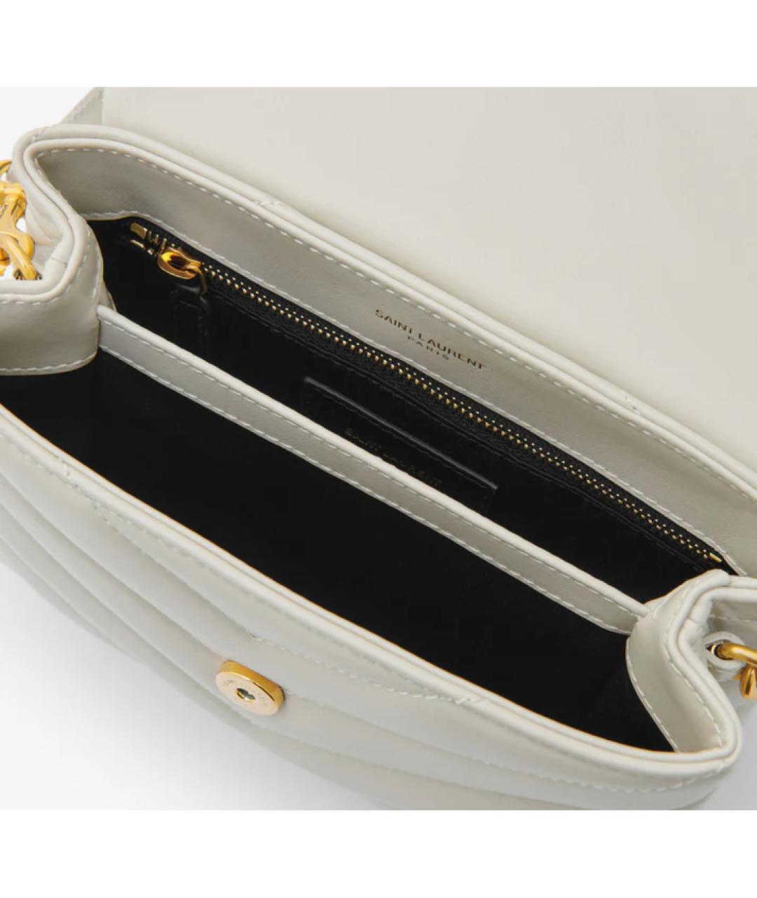 SAINT LAURENT Бежевая кожаная сумка через плечо, фото 4