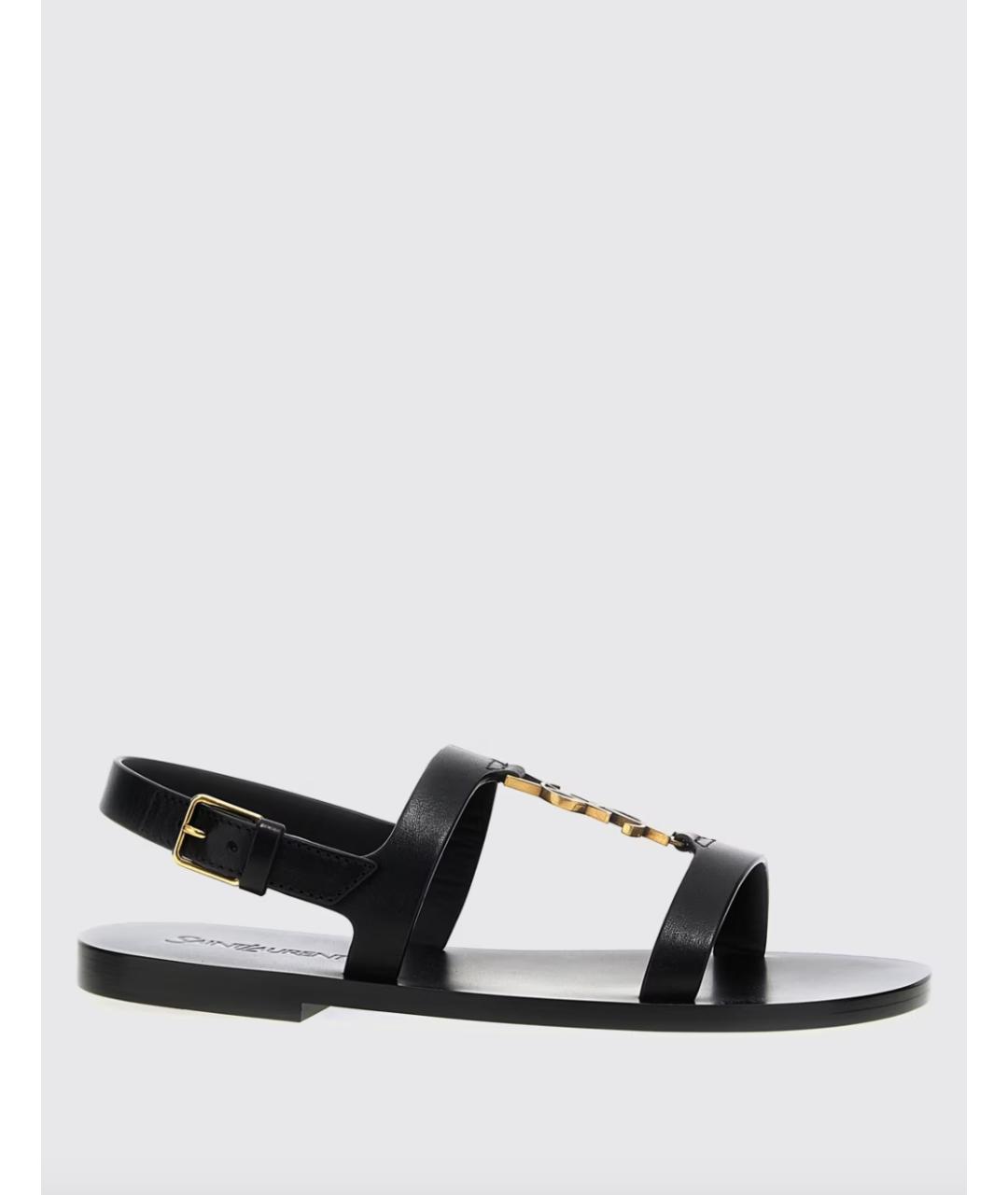 SAINT LAURENT Черные кожаные сандалии, фото 5