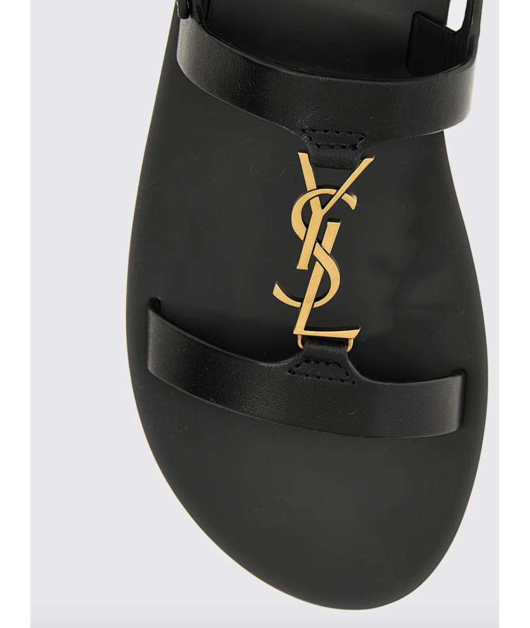 SAINT LAURENT Черные кожаные сандалии, фото 4