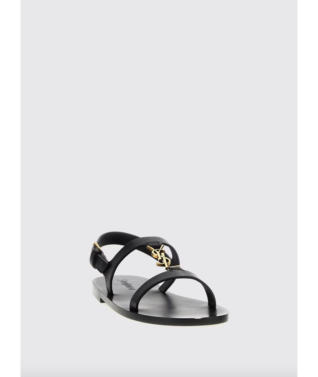 SAINT LAURENT Черные кожаные сандалии, фото 2