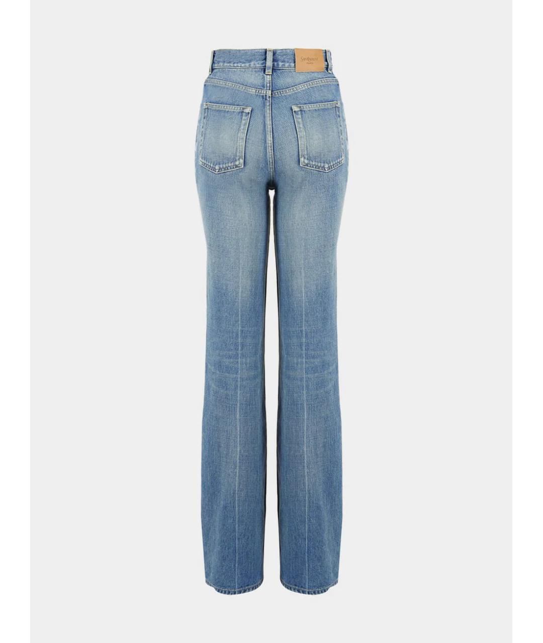 SAINT LAURENT Синие хлопковые прямые джинсы, фото 2