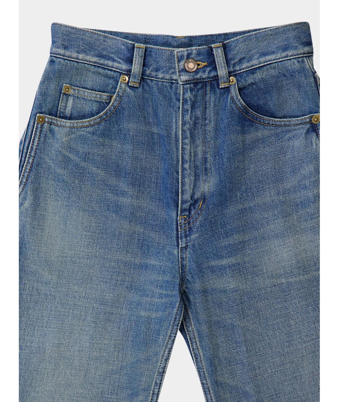 SAINT LAURENT Синие хлопковые прямые джинсы, фото 4