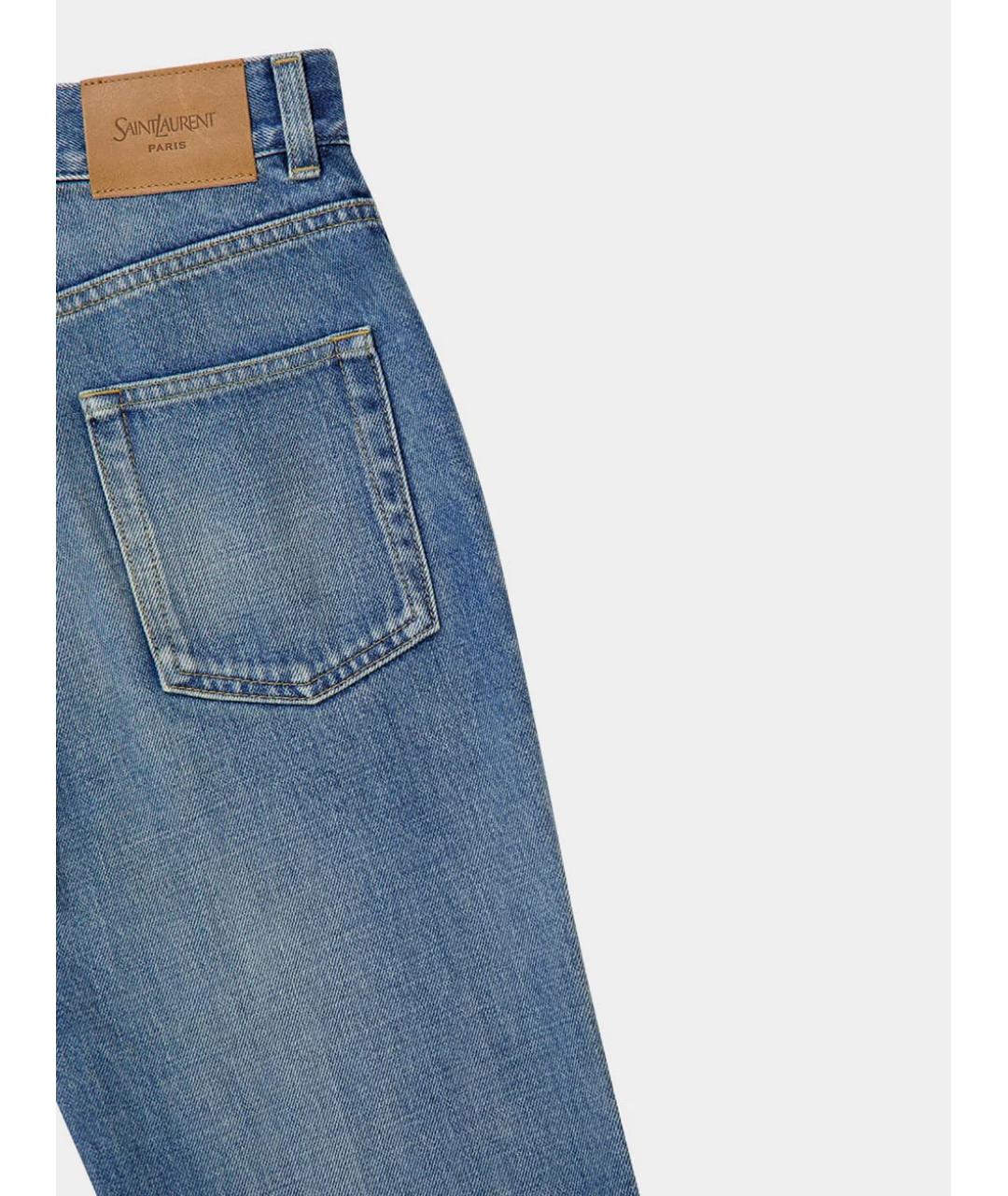 SAINT LAURENT Синие хлопковые прямые джинсы, фото 5