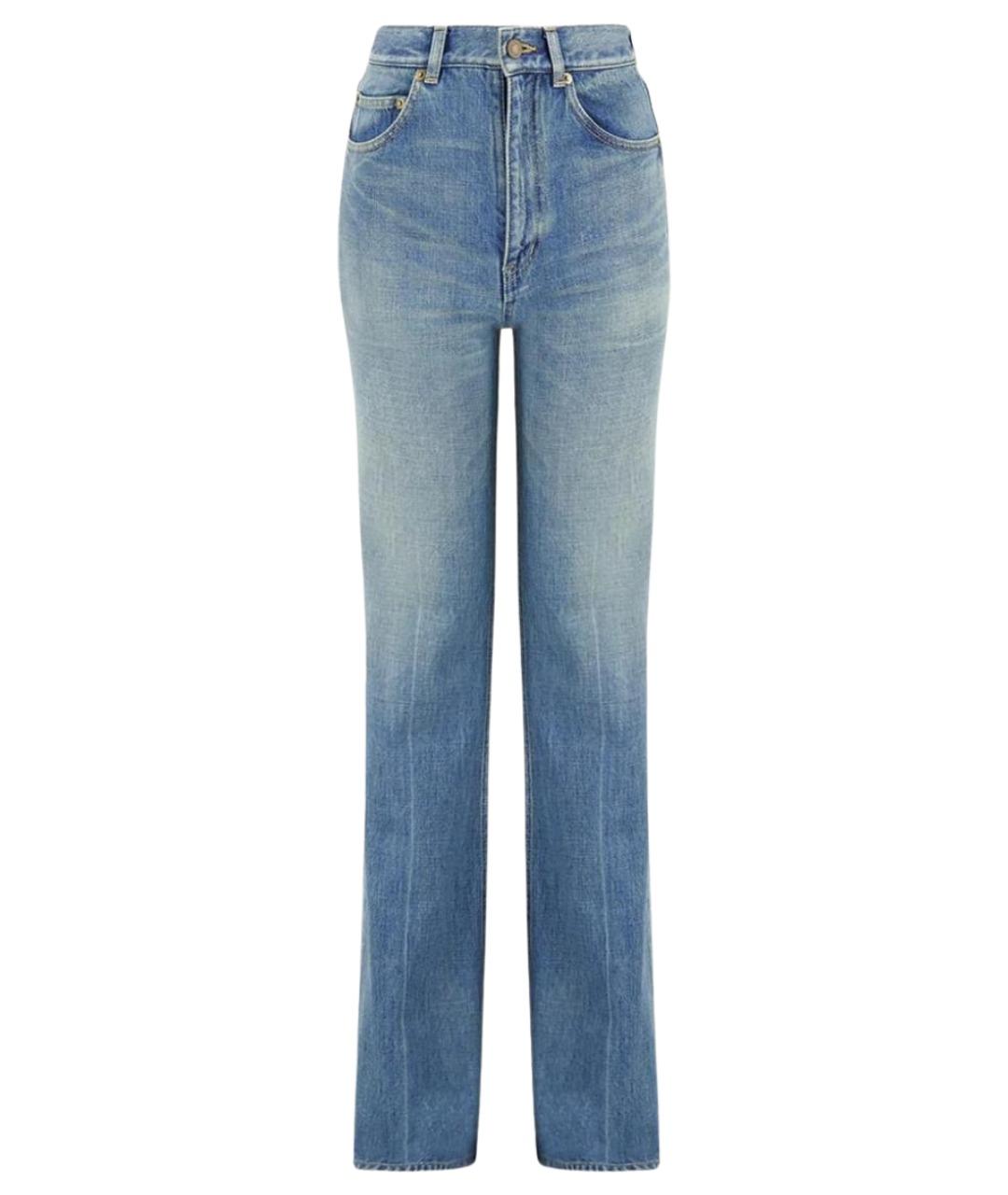 SAINT LAURENT Синие хлопковые прямые джинсы, фото 1