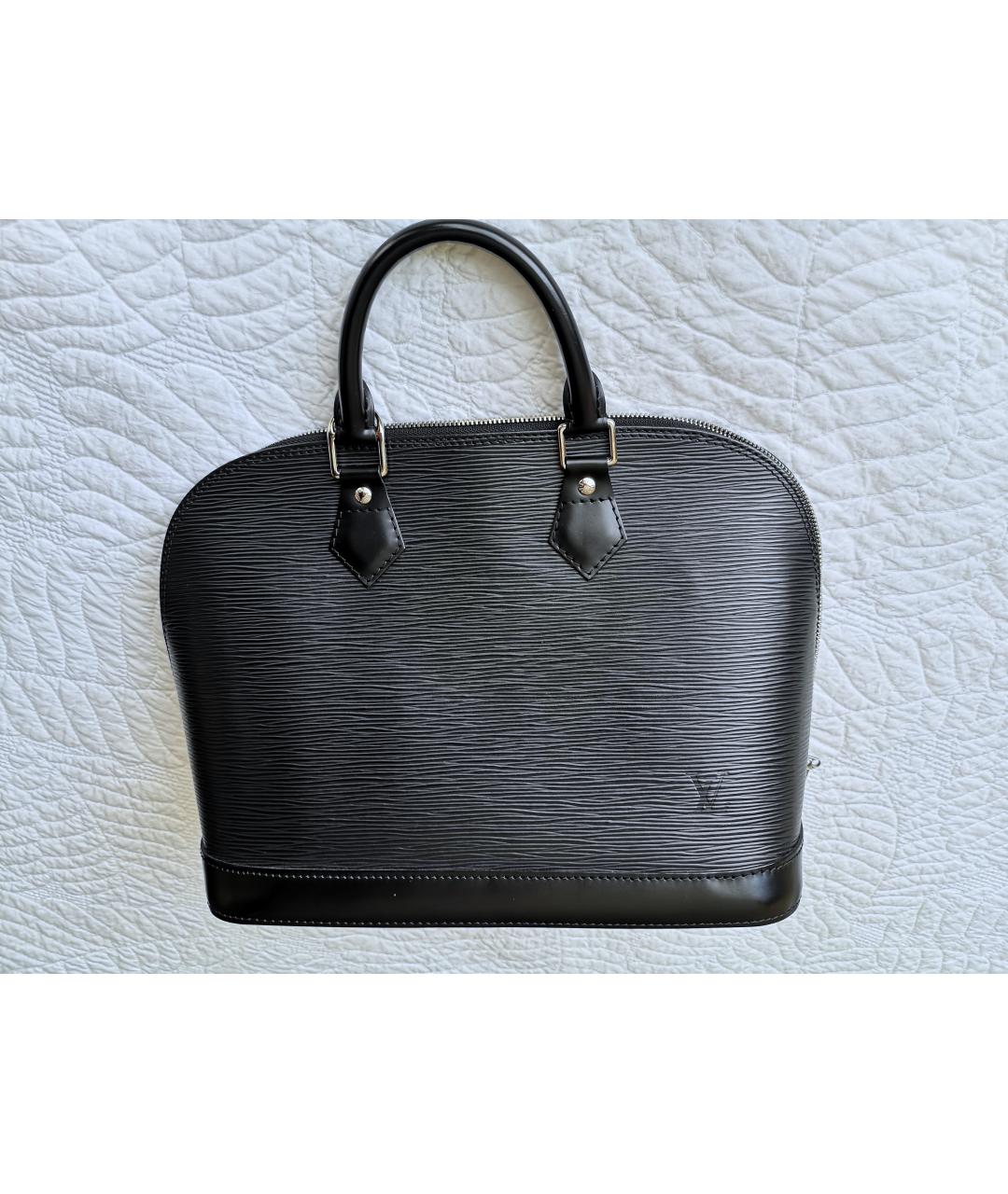 LOUIS VUITTON Черная кожаная сумка с короткими ручками, фото 2