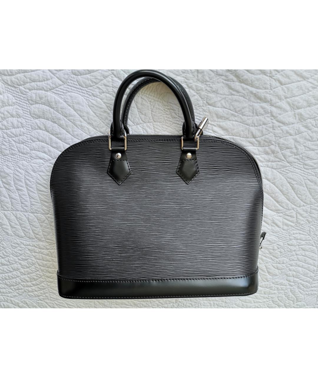 LOUIS VUITTON Черная кожаная сумка с короткими ручками, фото 6