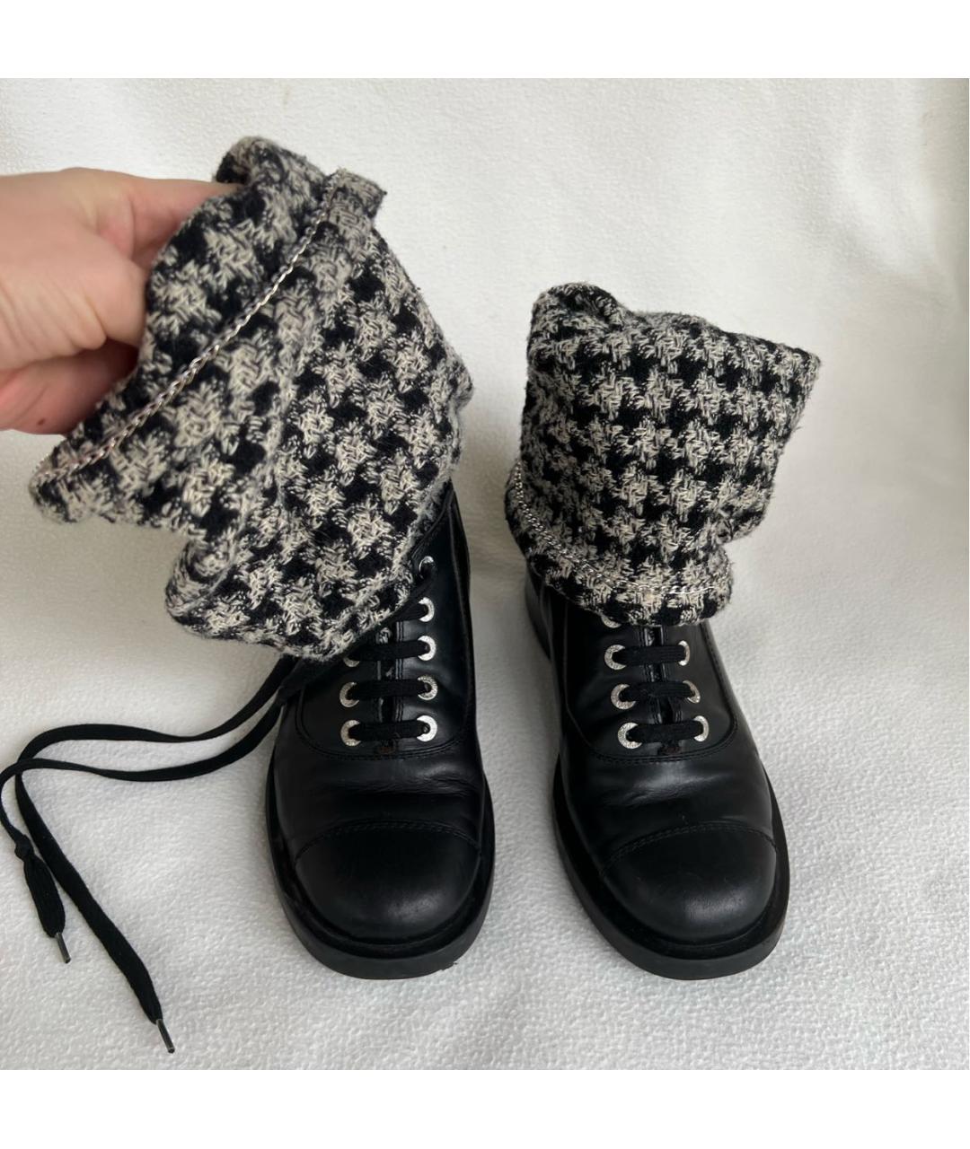 CHANEL Черные кожаные ботинки, фото 5