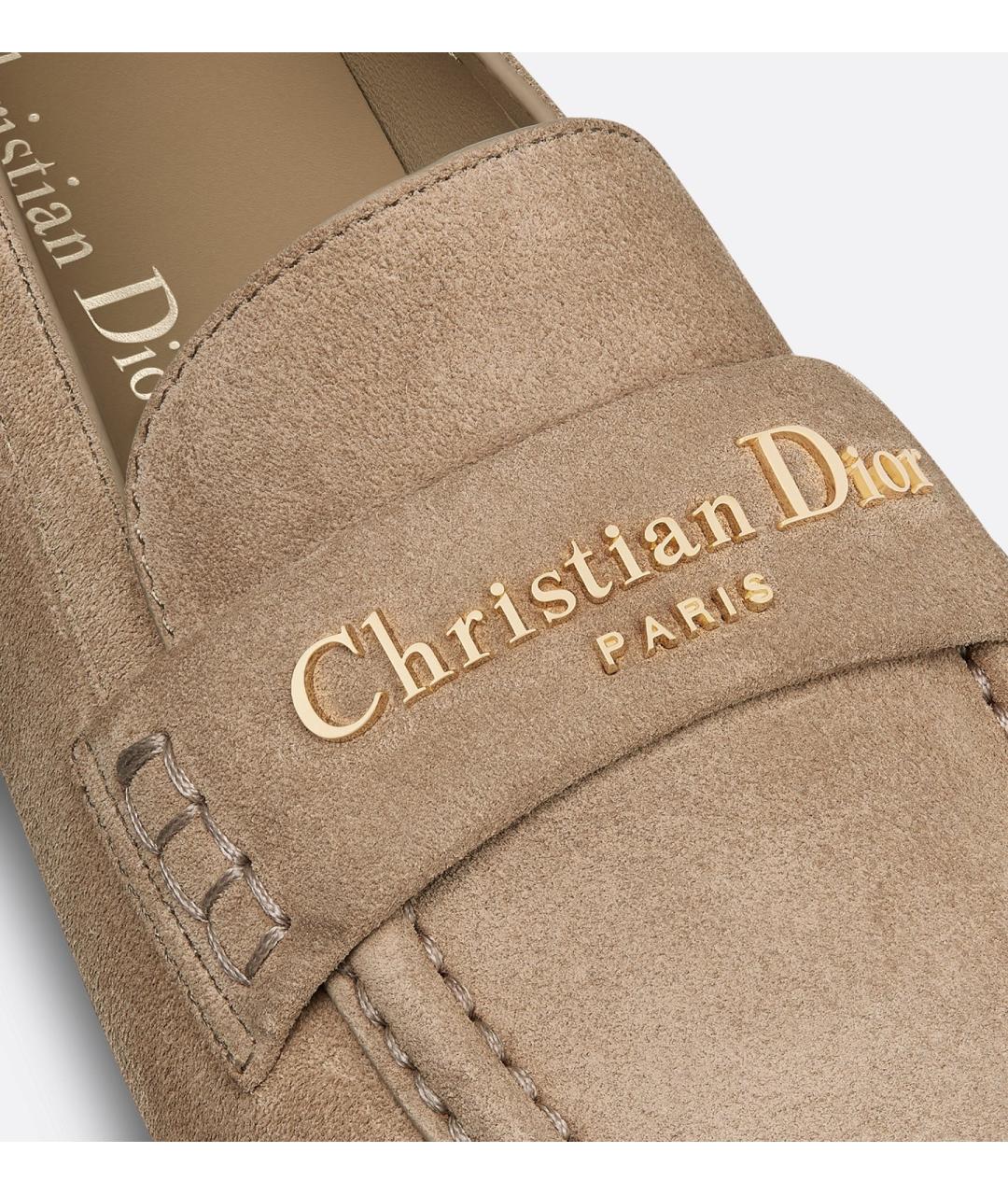 CHRISTIAN DIOR Бежевые замшевые лоферы, фото 5