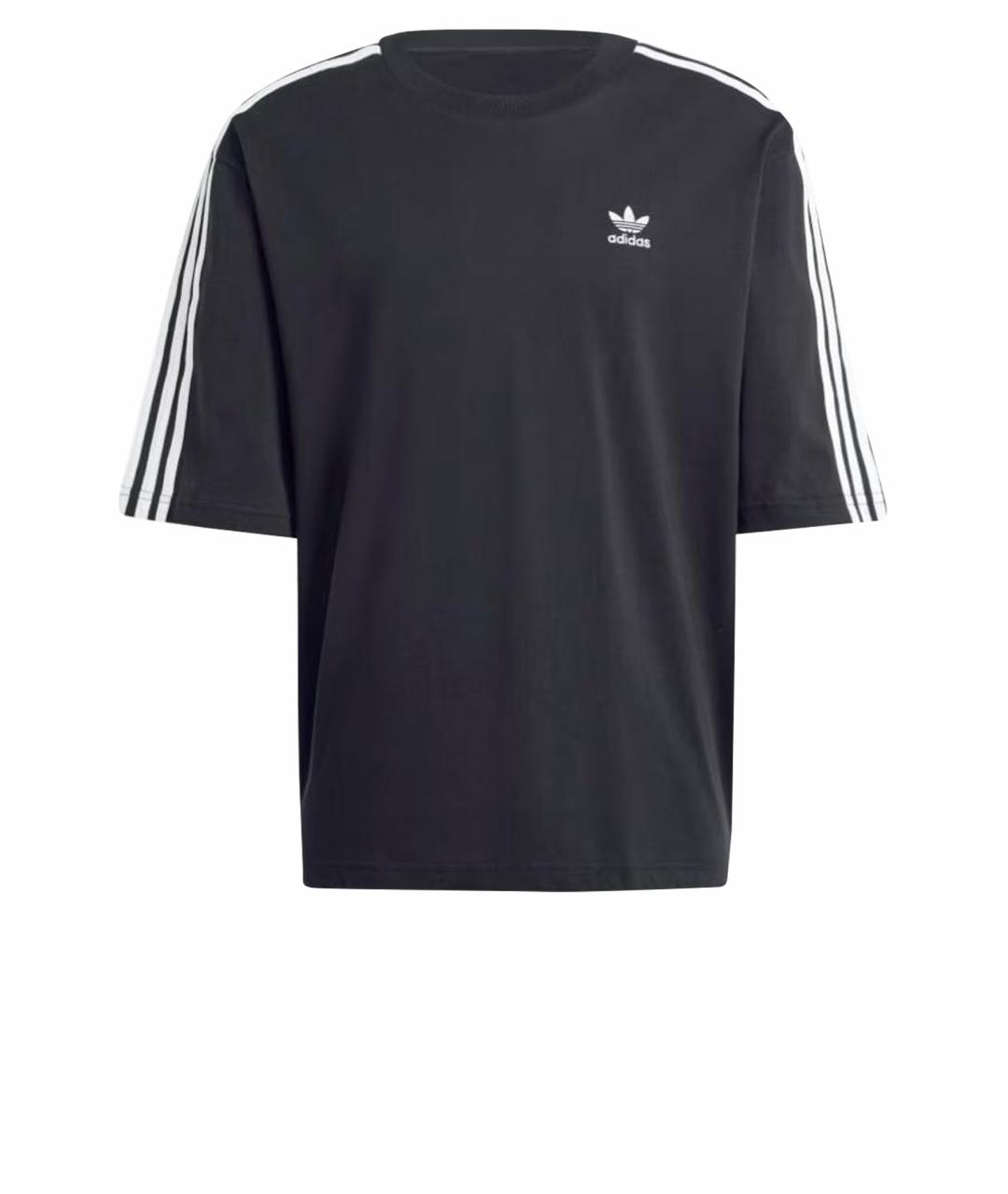 ADIDAS Черная хлопковая футболка, фото 1