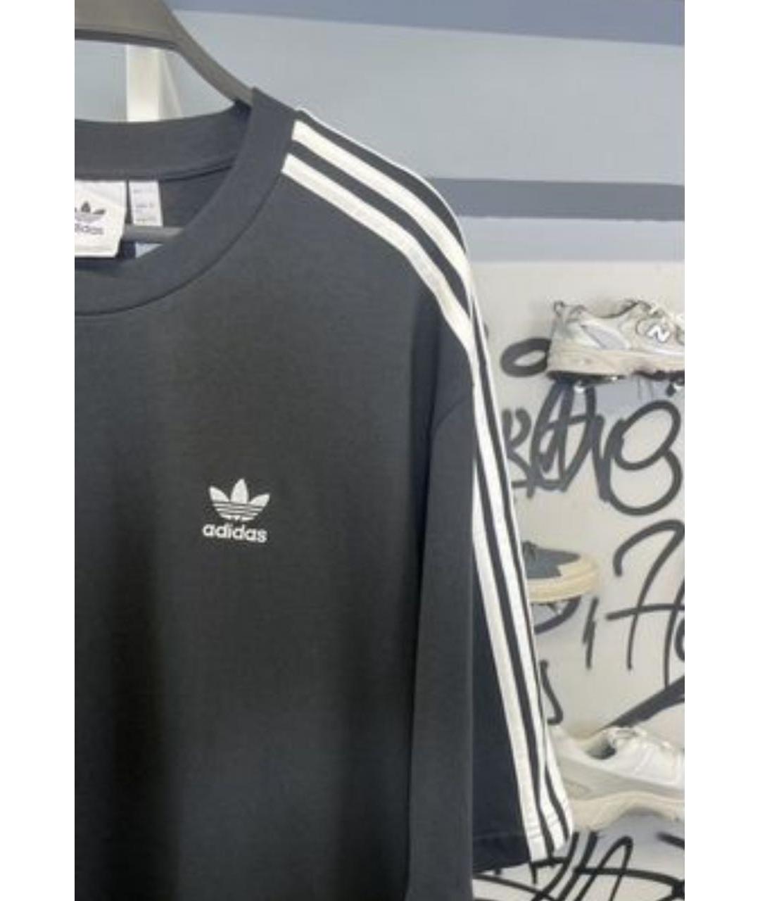 ADIDAS Черная хлопковая футболка, фото 4