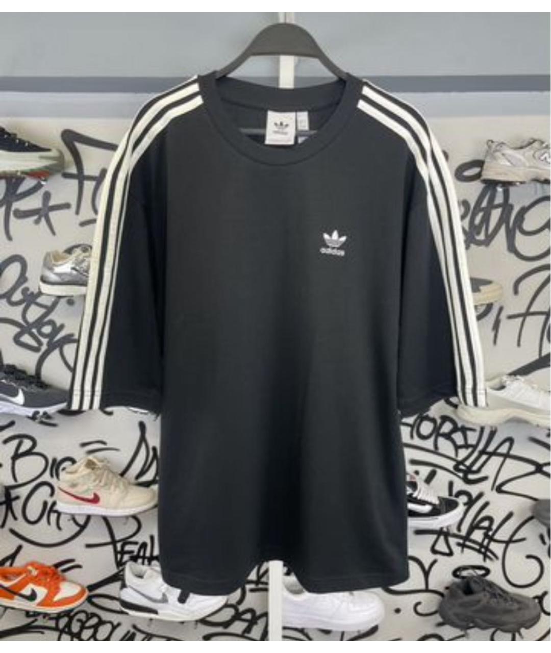 ADIDAS Черная хлопковая футболка, фото 2