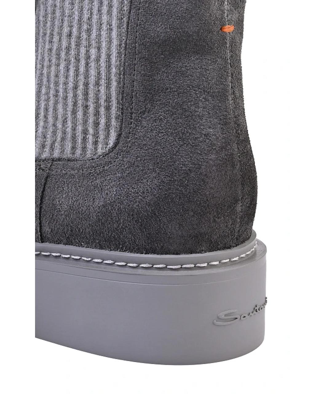 SANTONI Серые замшевые ботинки, фото 4