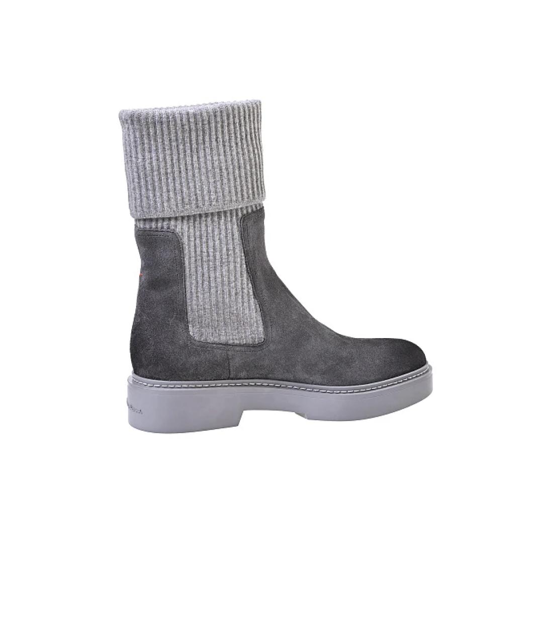 SANTONI Серые замшевые ботинки, фото 5