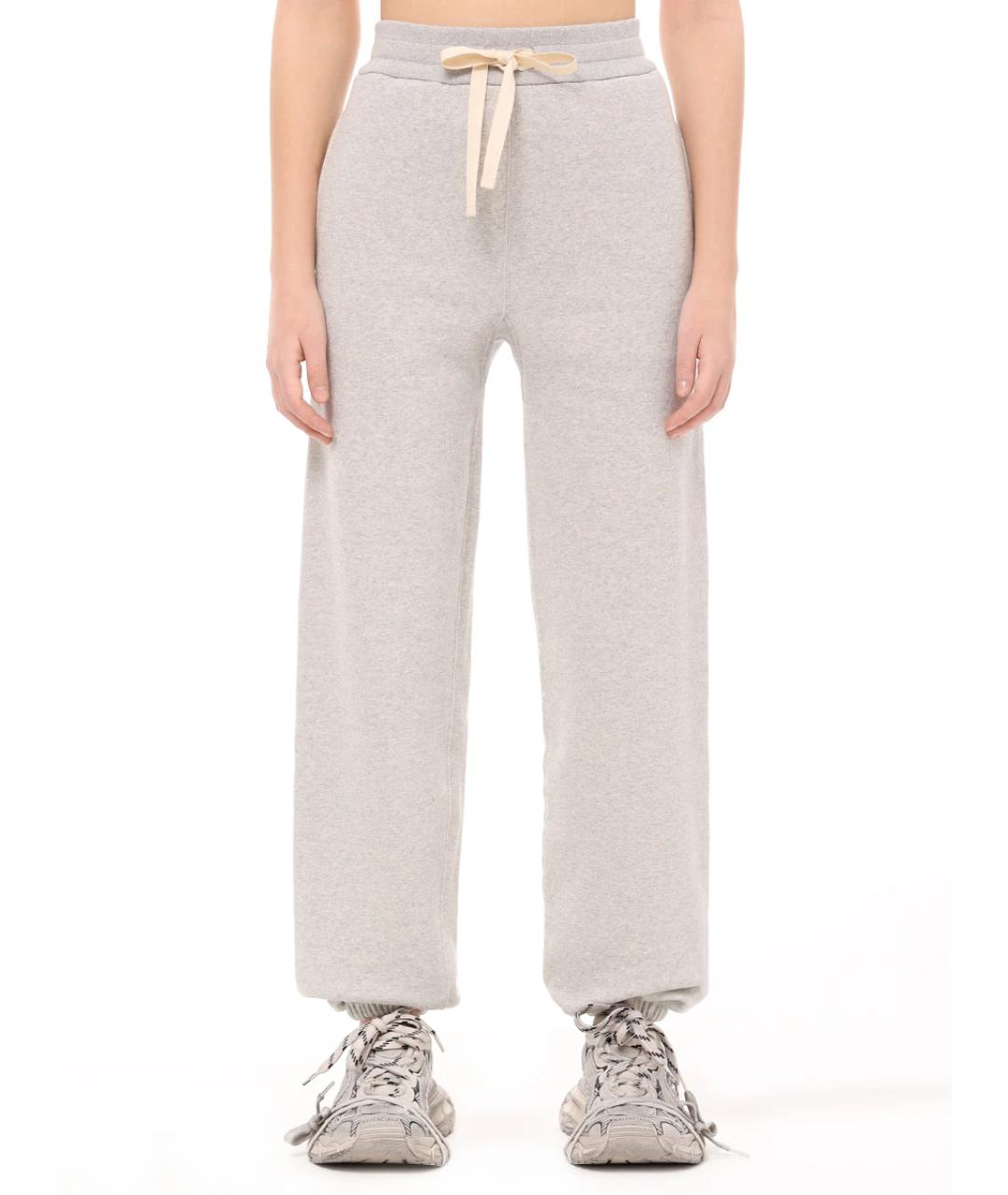 JIL SANDER Серые хлопковые прямые брюки, фото 3
