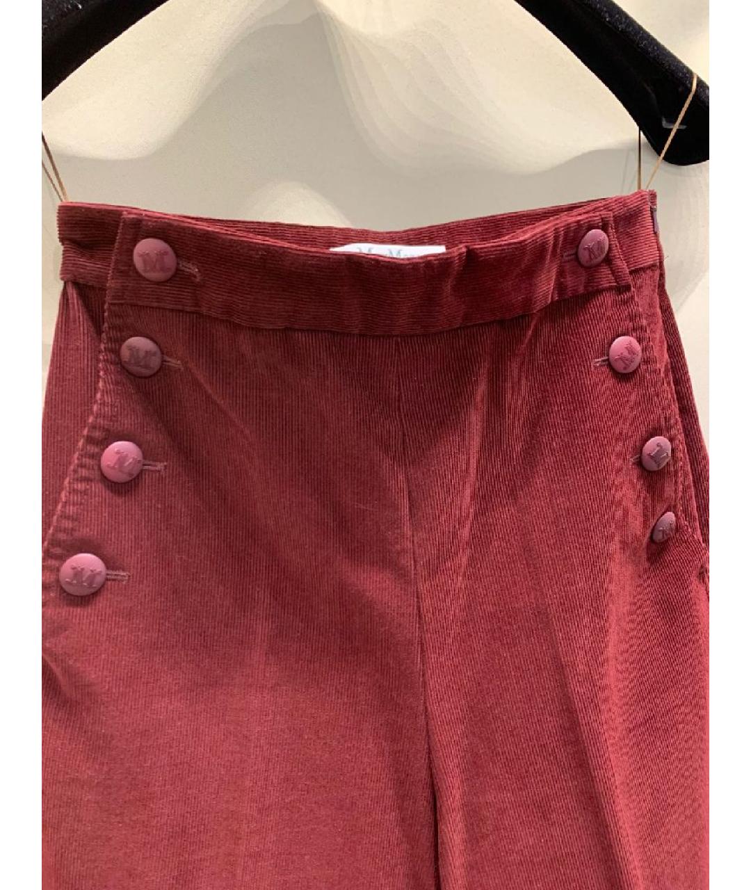 MAX MARA Бордовые хлопковые брюки широкие, фото 3
