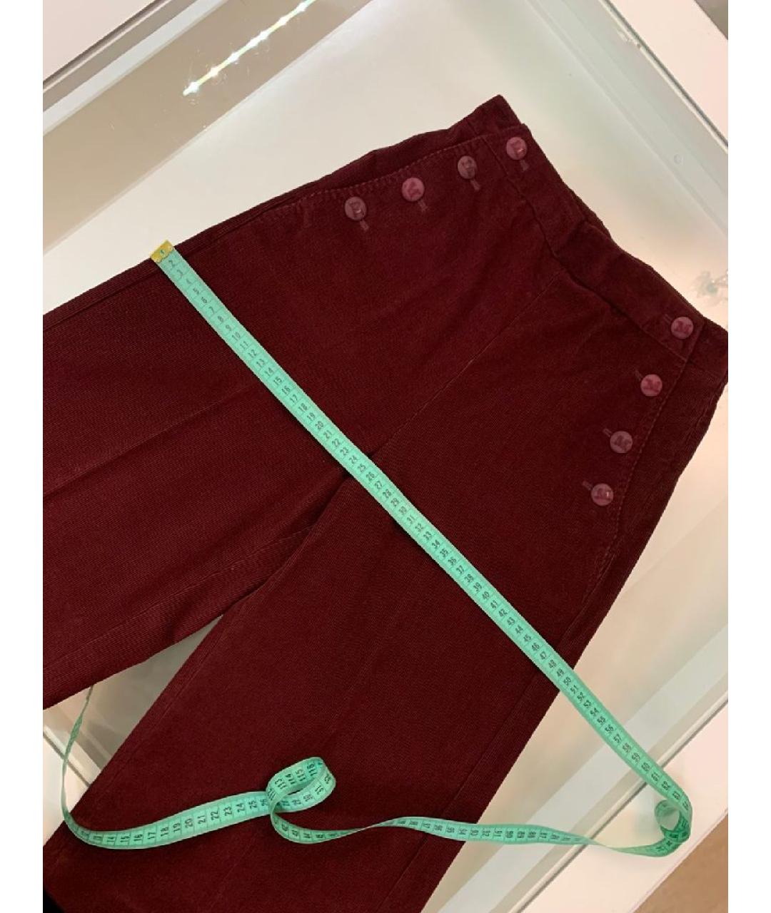 MAX MARA Бордовые хлопковые брюки широкие, фото 7