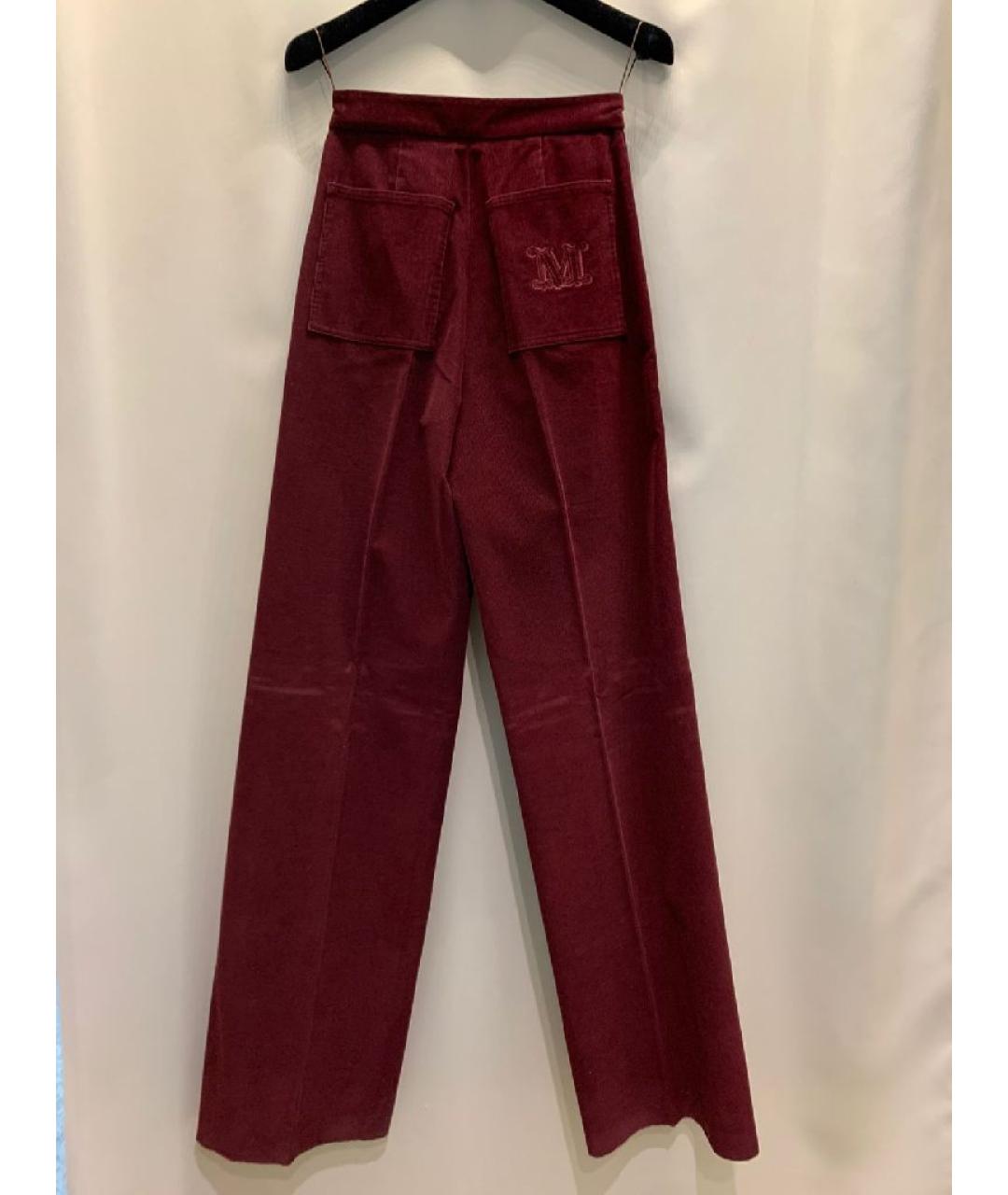 MAX MARA Бордовые хлопковые брюки широкие, фото 2
