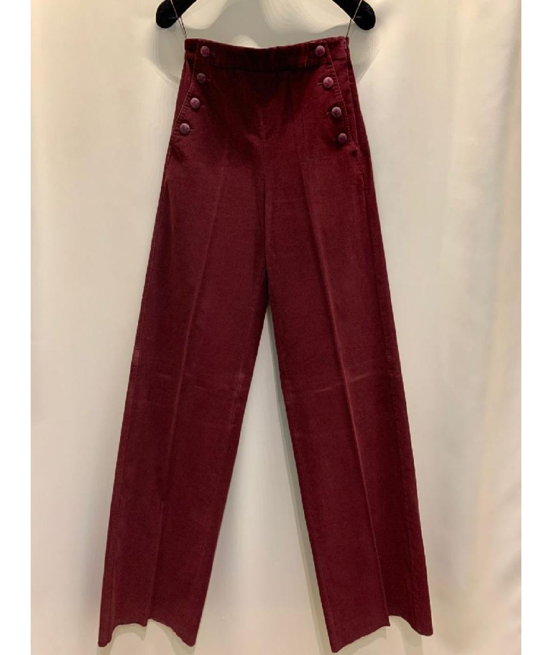 MAX MARA Бордовые хлопковые брюки широкие, фото 10