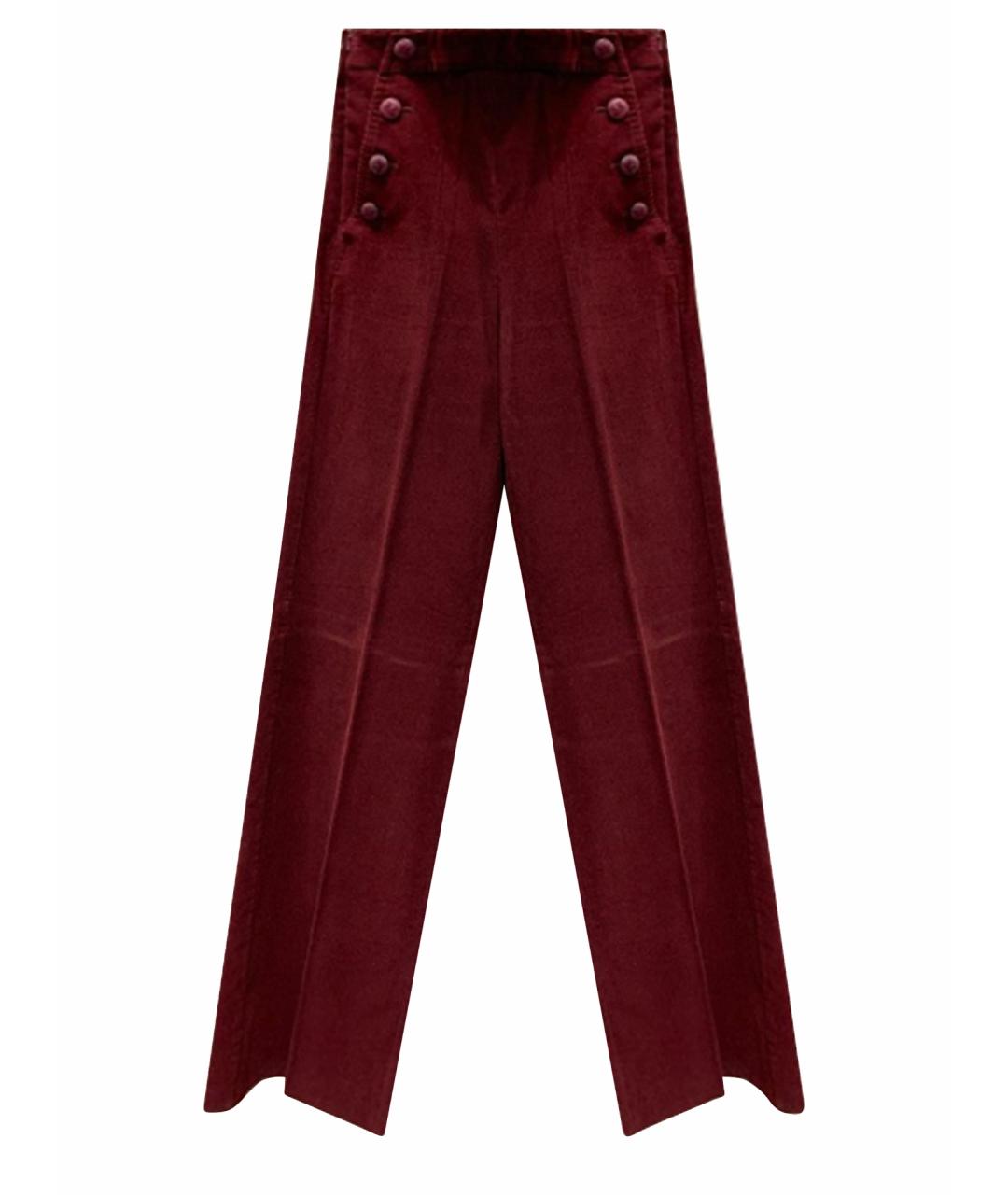 MAX MARA Бордовые хлопковые брюки широкие, фото 1