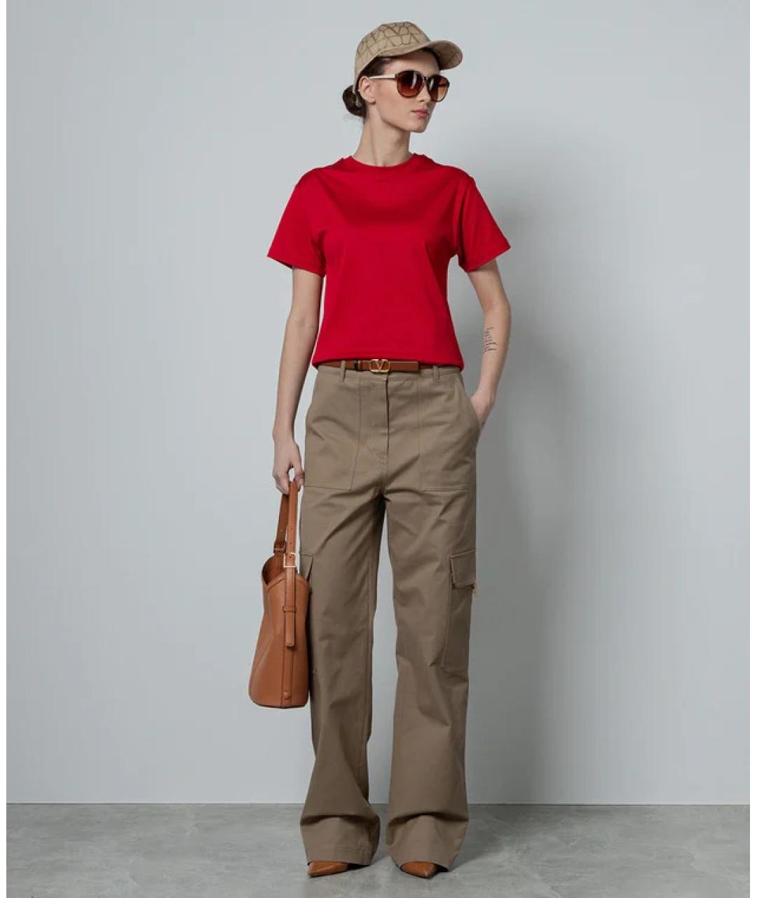 VALENTINO Красная хлопковая футболка, фото 2