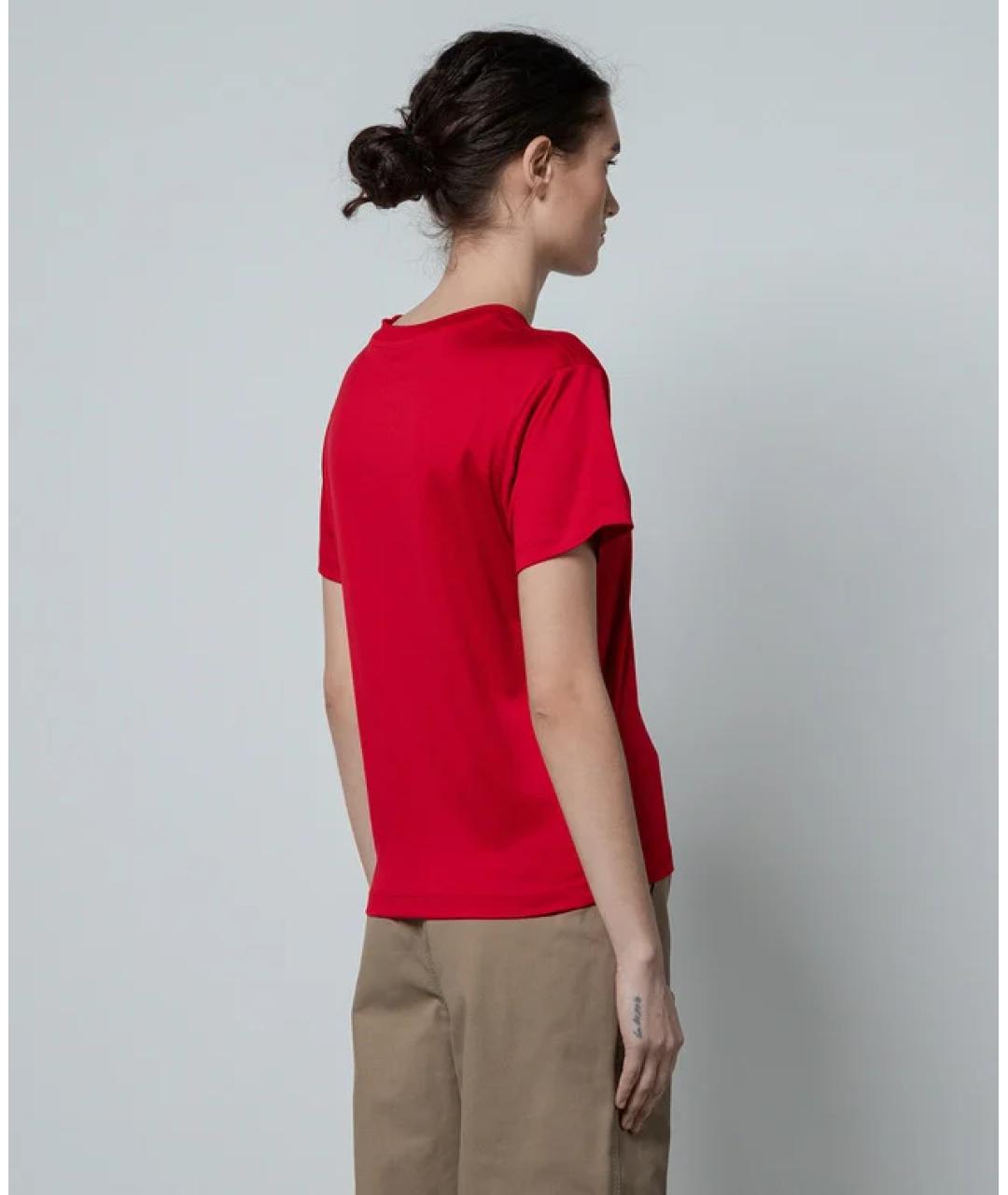 VALENTINO Красная хлопковая футболка, фото 4