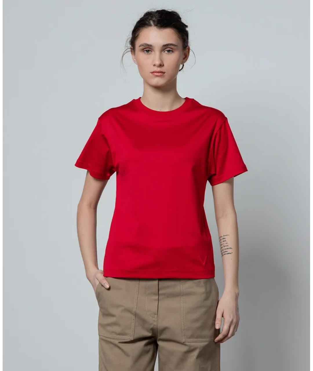 VALENTINO Красная хлопковая футболка, фото 3