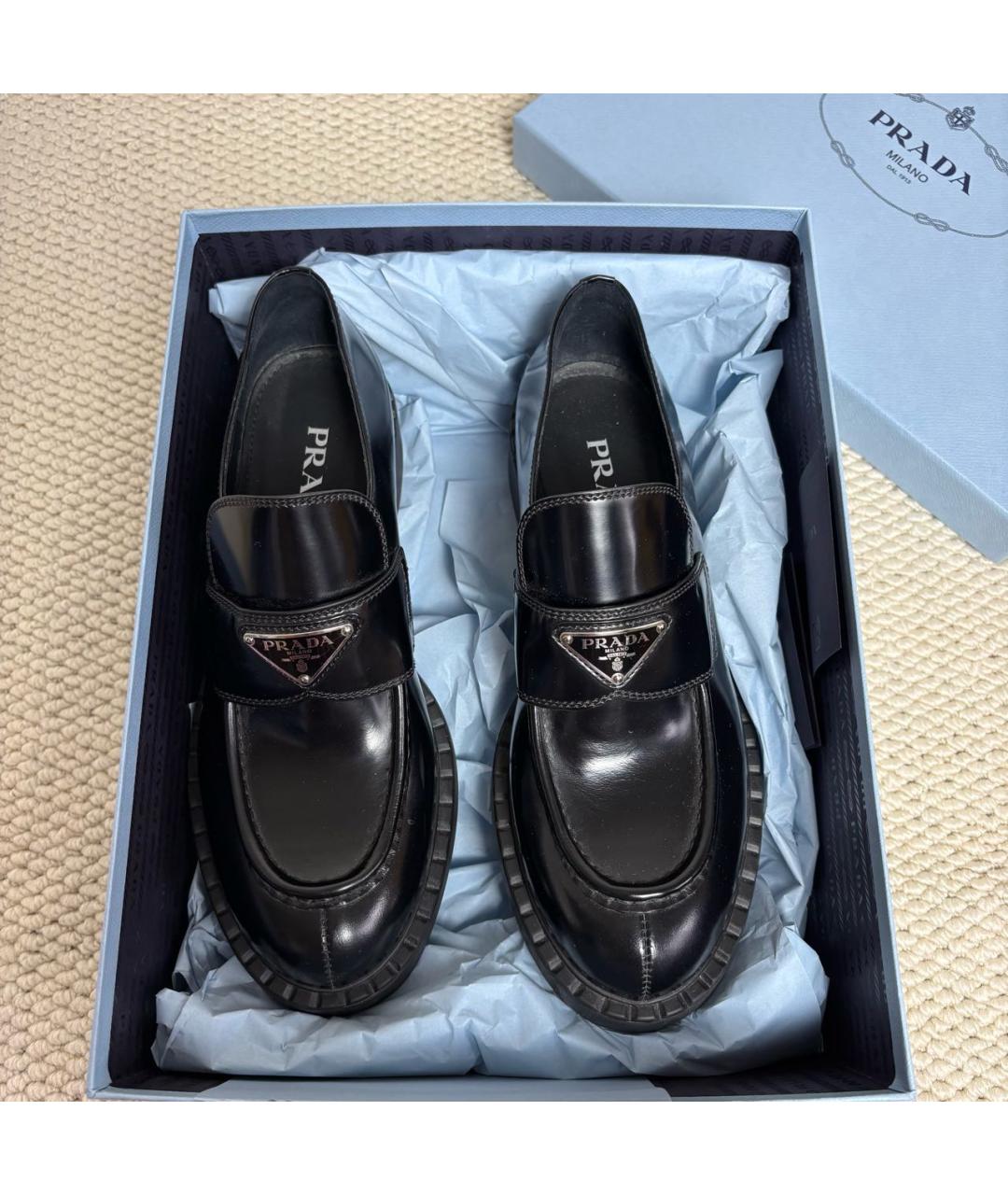 PRADA Черные кожаные лоферы, фото 4