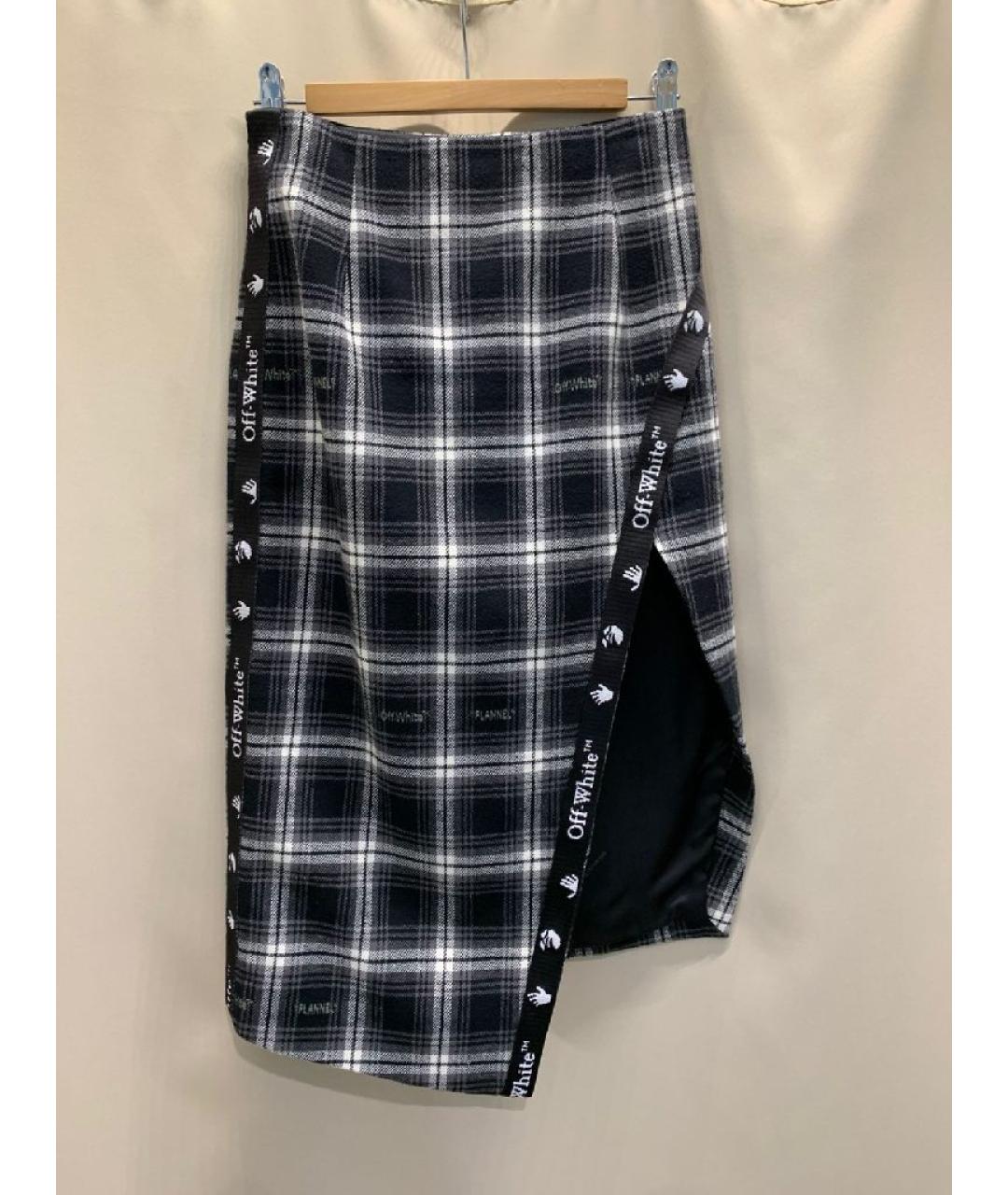 OFF-WHITE Черная хлопковая юбка миди, фото 2