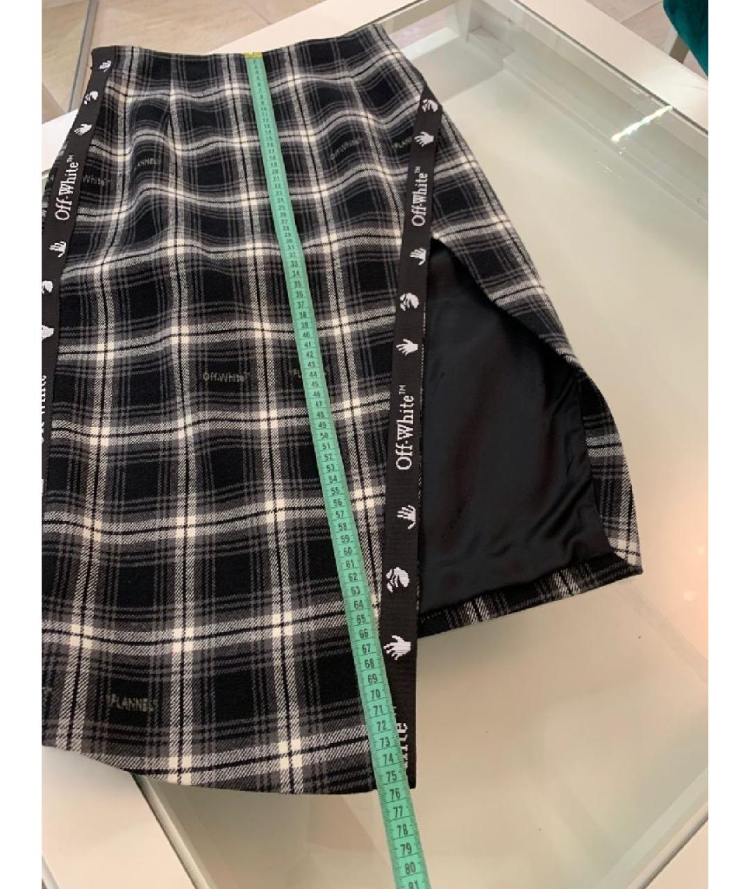 OFF-WHITE Черная хлопковая юбка миди, фото 8