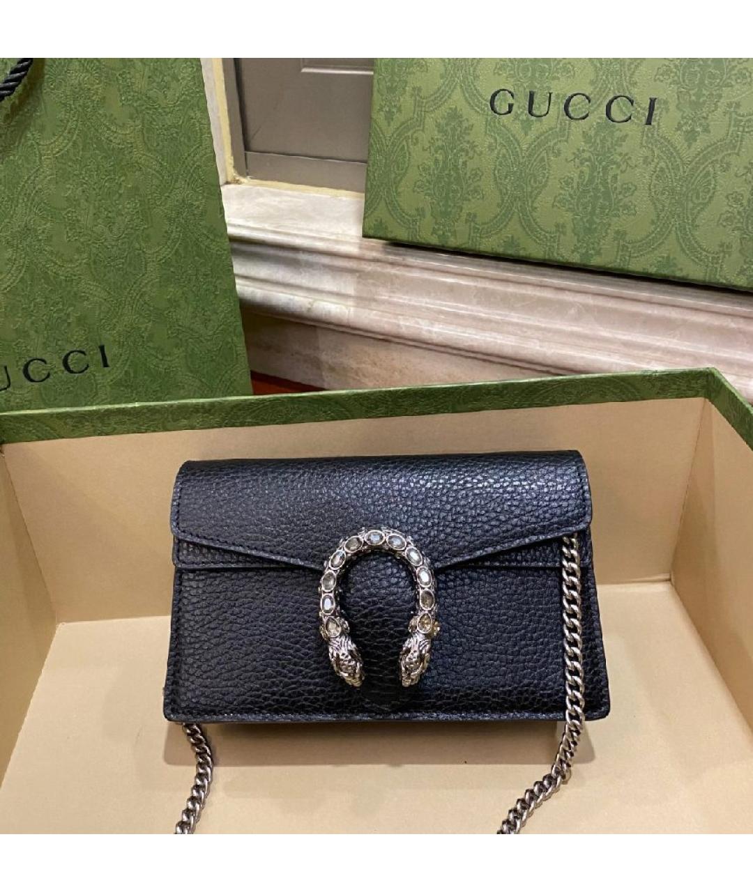 GUCCI Черная кожаная сумка через плечо, фото 6