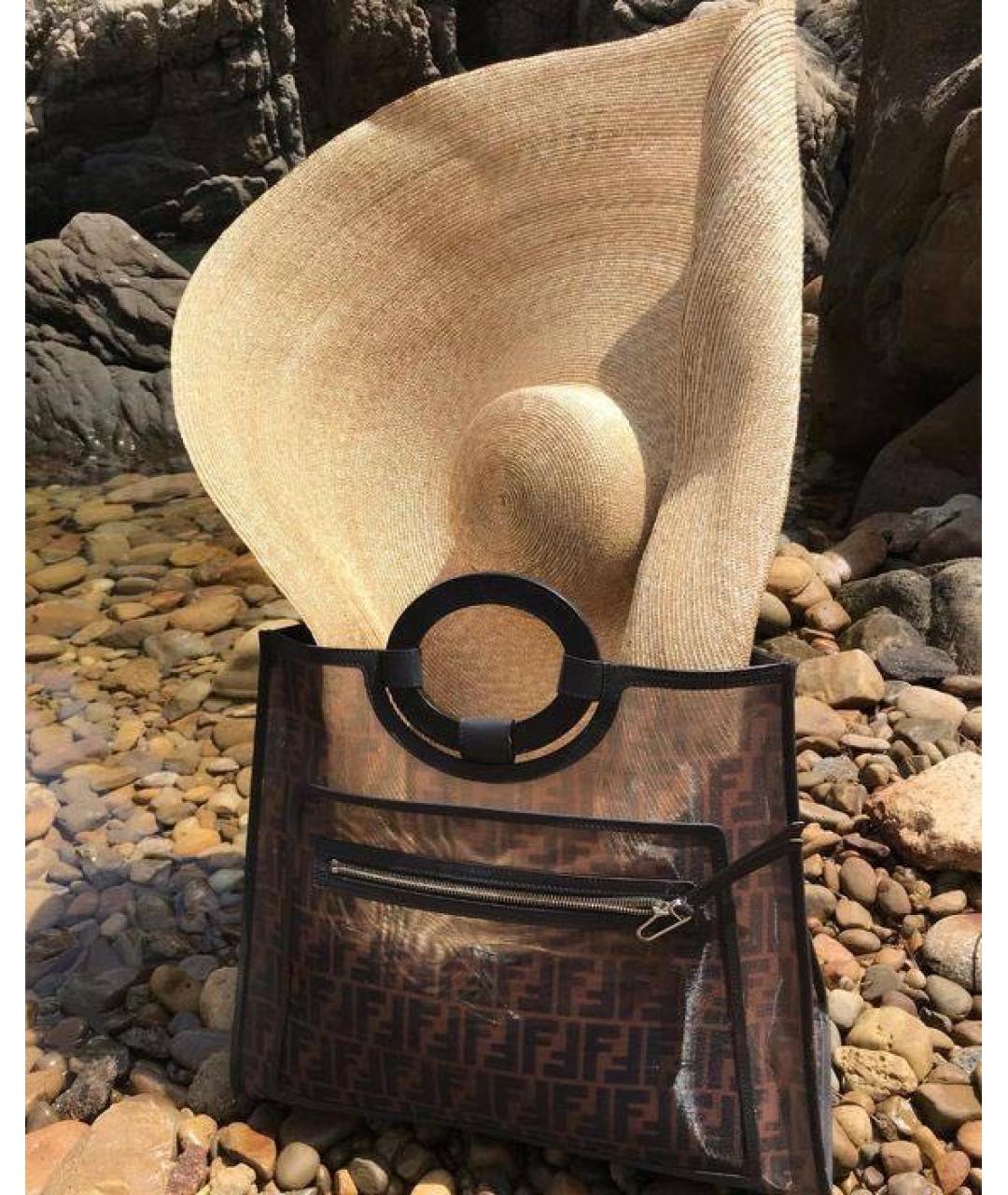 FENDI Коричневая пелетеная сумка с короткими ручками, фото 6
