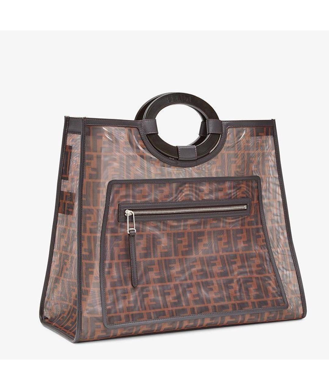 FENDI Коричневая пелетеная сумка с короткими ручками, фото 7