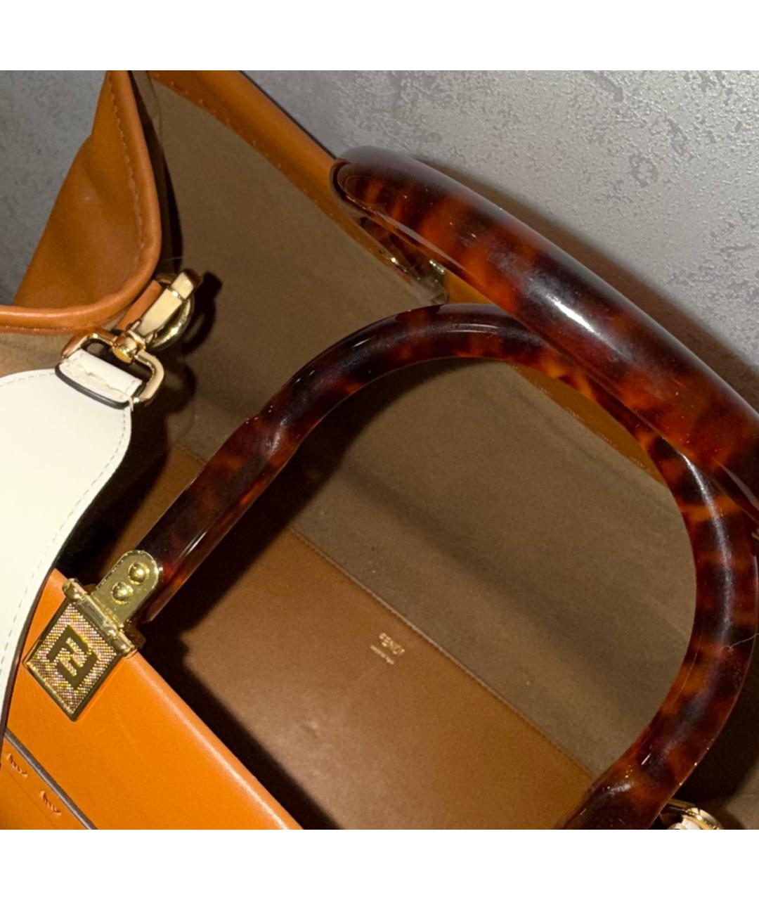 FENDI Коричневая кожаная сумка тоут, фото 4
