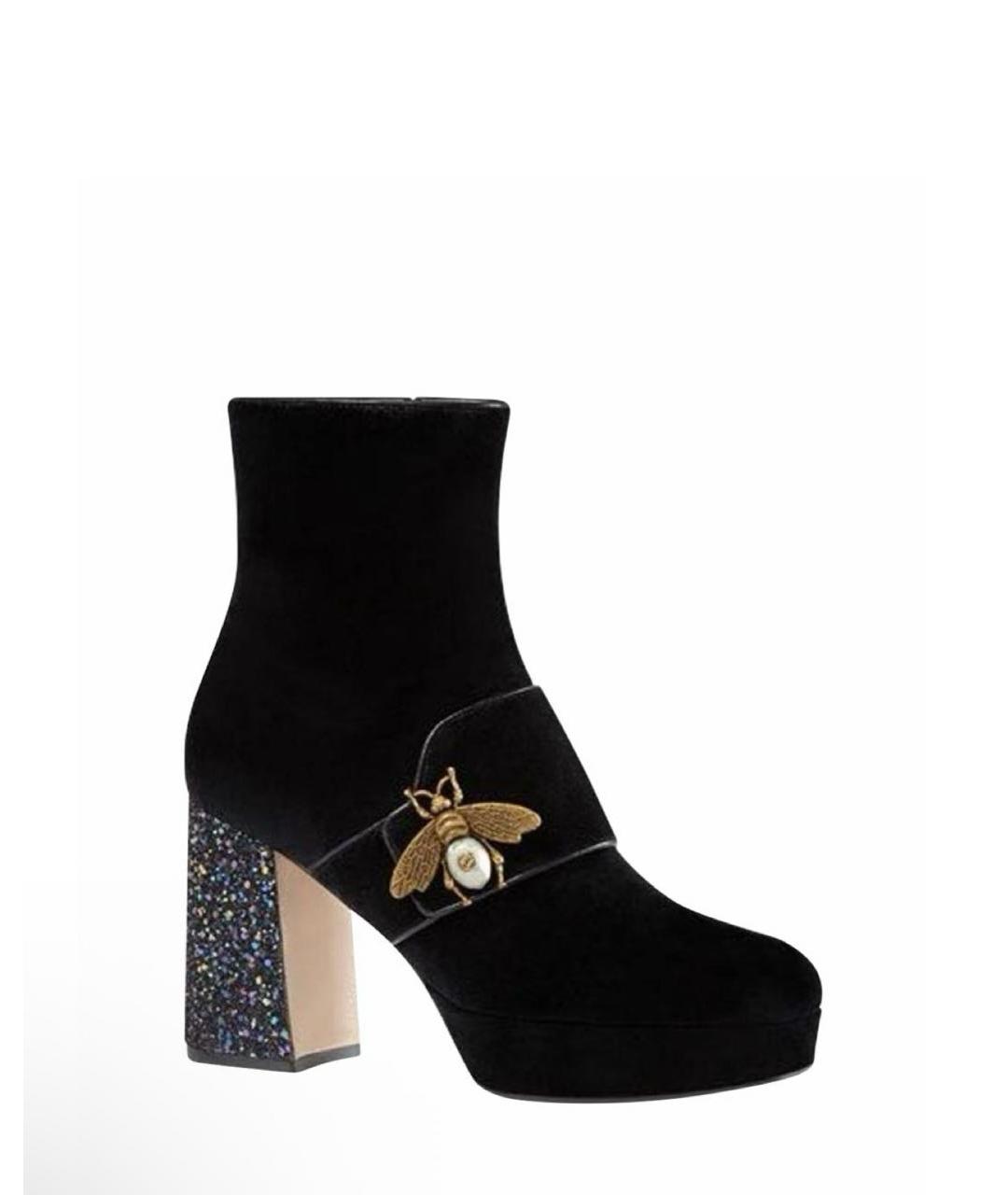 GUCCI Черные бархатные ботильоны, фото 8